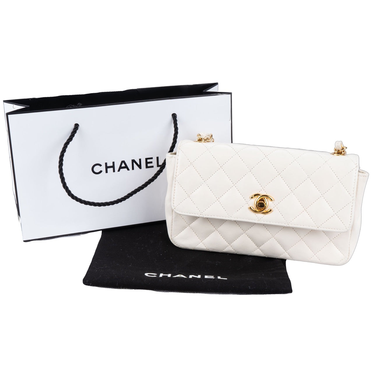 Chanel Quilted Lambskin 24K Gold Single Flap Crossbody Bag