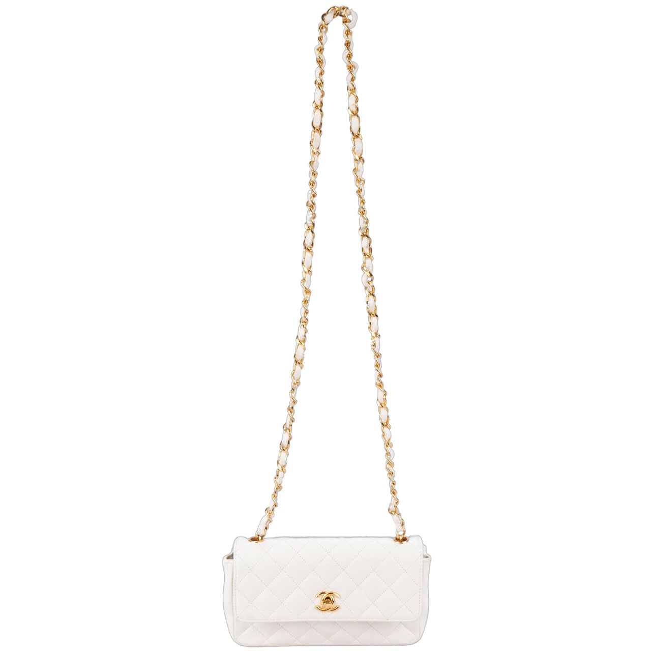 Chanel Quilted Lambskin 24K Gold Single Flap Crossbody Bag