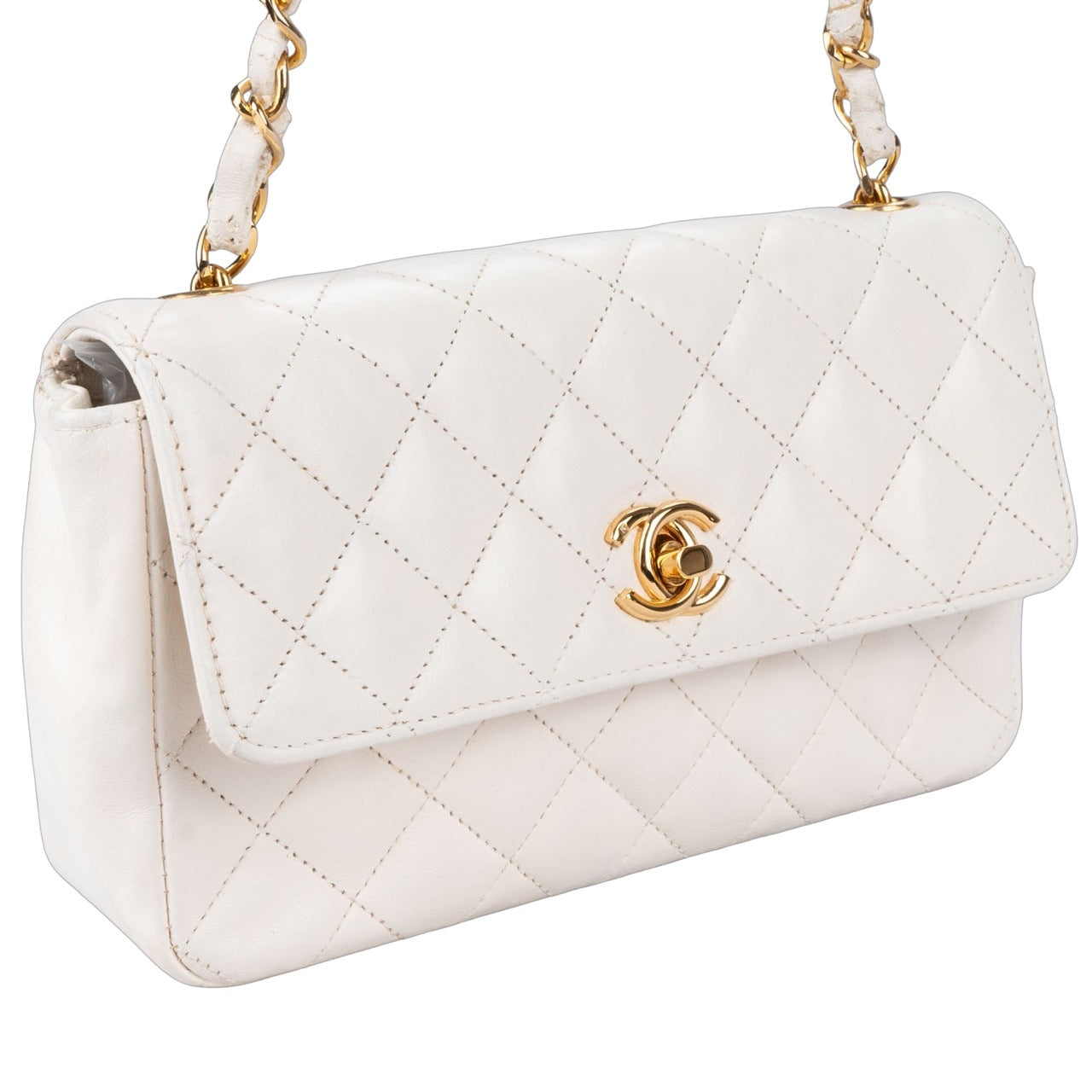 Chanel Quilted Lambskin 24K Gold Single Flap Crossbody Bag