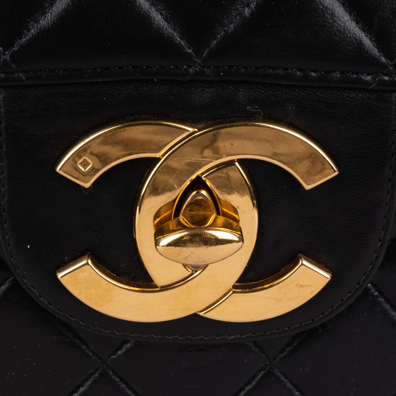 Chanel Quilted Lambskin 24K Gold Jumbo Crossbody Bag