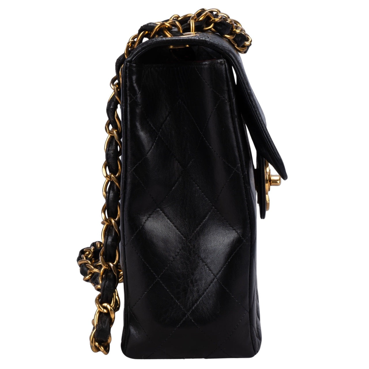 Chanel Quilted Lambskin 24K Gold Jumbo Crossbody Bag