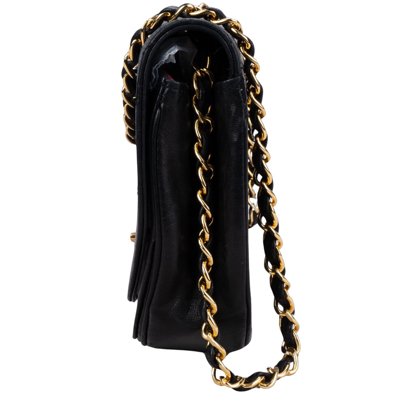 Chanel Quilted Lambskin 24K Gold Single Flap Halfmoon Bag