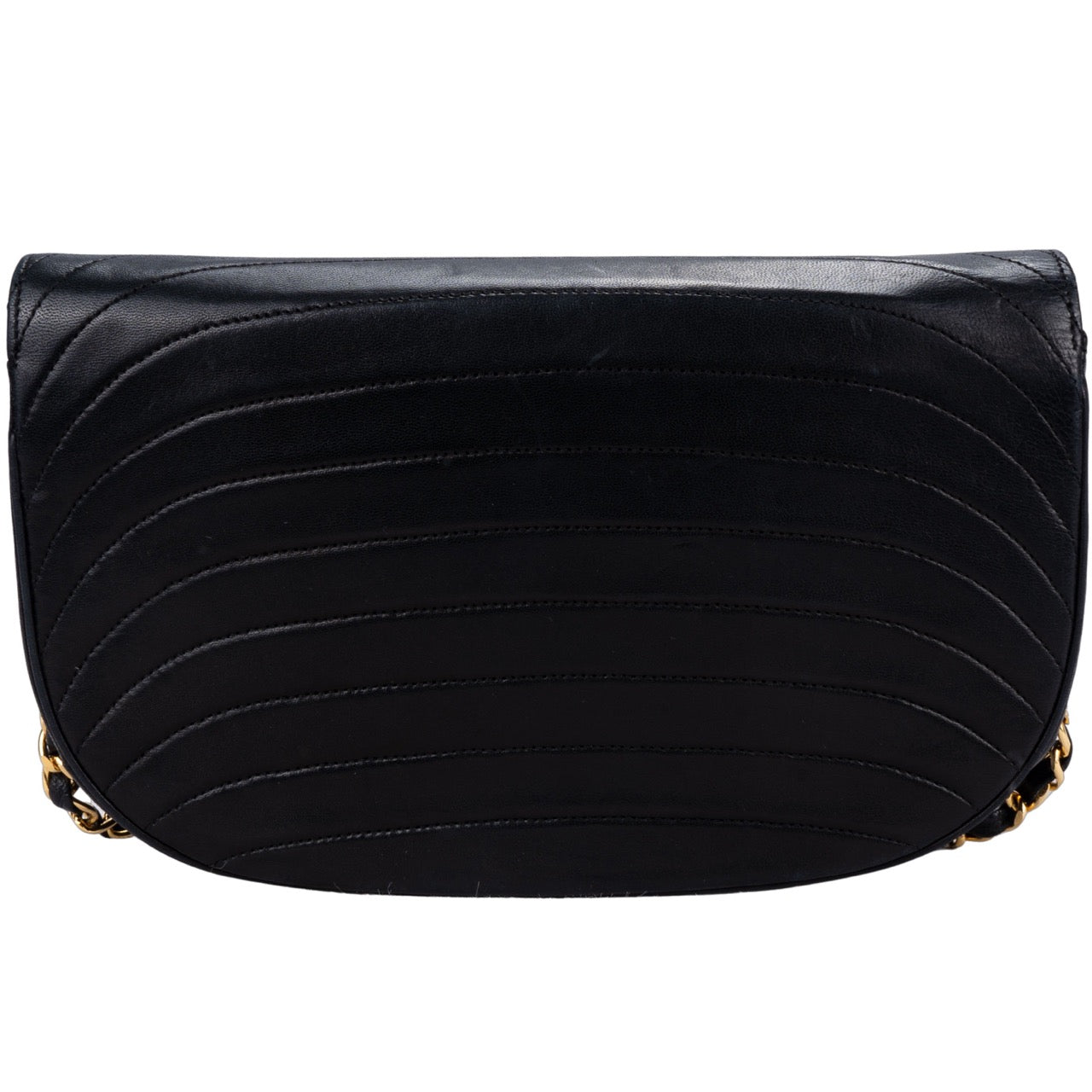 Chanel Quilted Lambskin 24K Gold Single Flap Halfmoon Bag