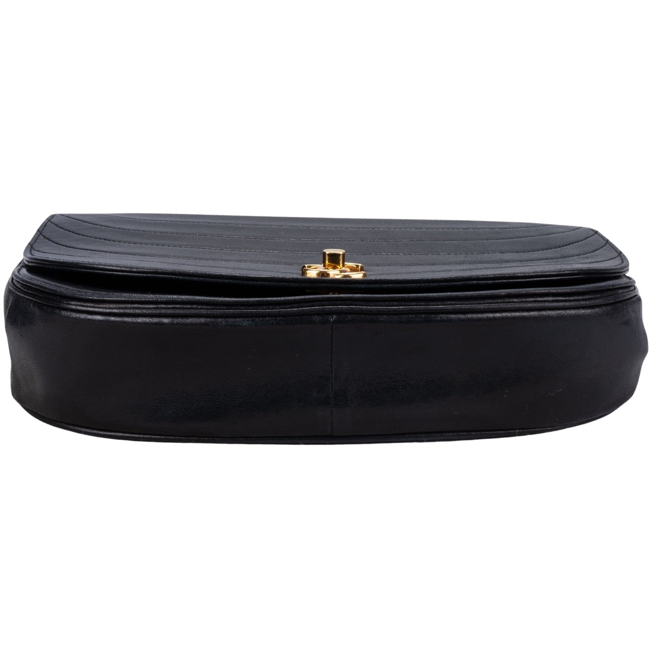 Chanel Quilted Lambskin 24K Gold Single Flap Halfmoon Bag