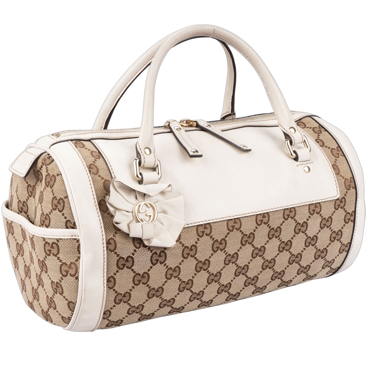 Gucci Canvas Monogram Bowling Cylinder Handbag