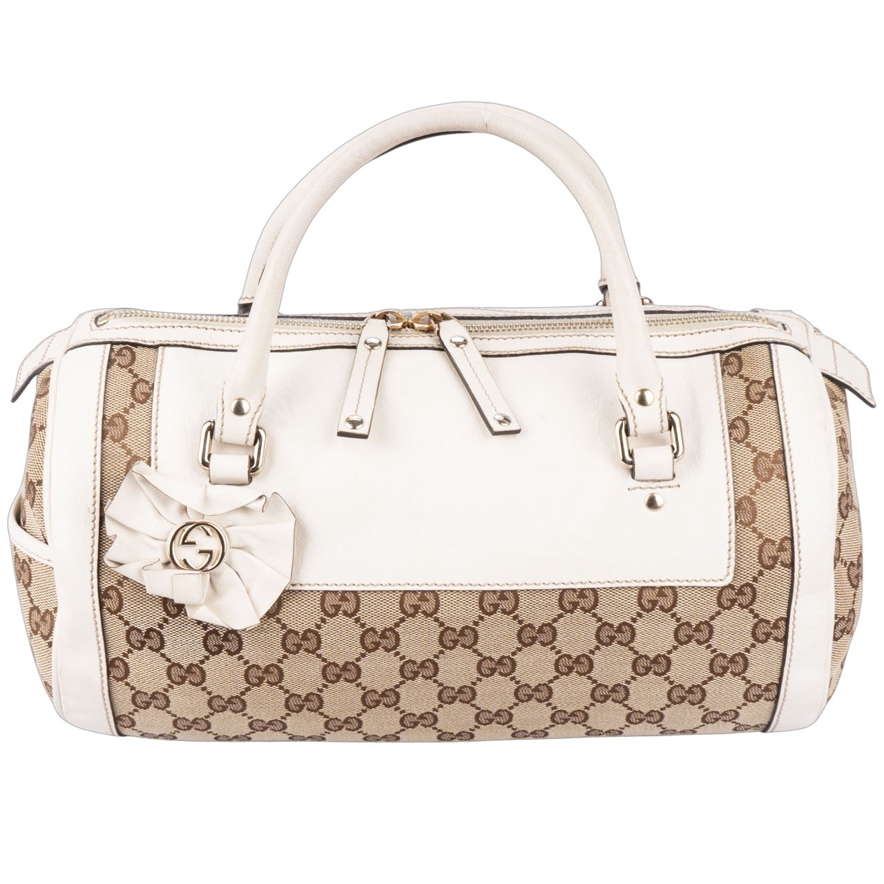 Gucci Canvas Monogram Bowling Cylinder Handbag