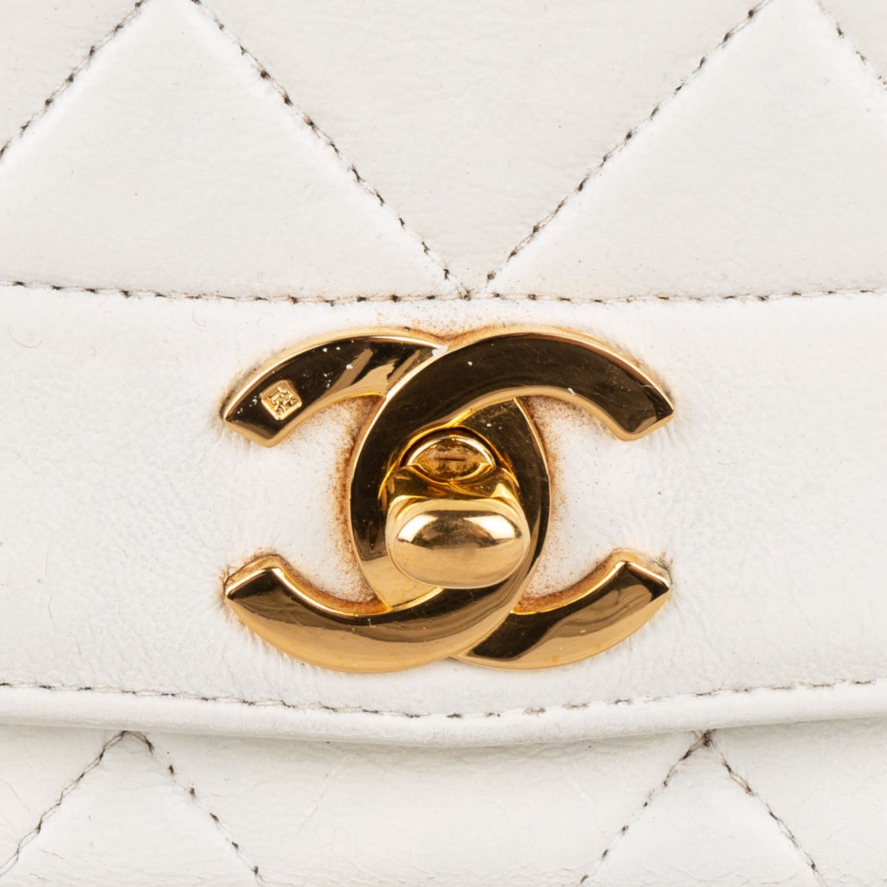 Chanel Quilted Lambskin 24K Gold Single Diana Crossbody Bag