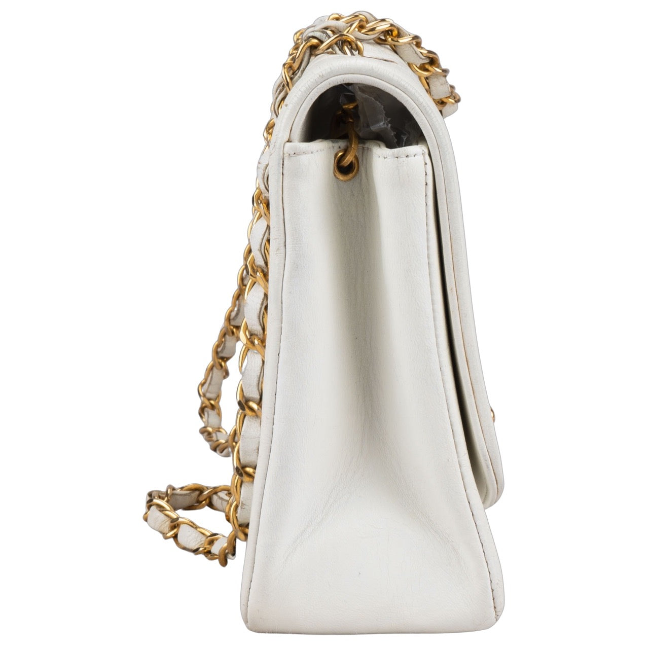 Chanel Quilted Lambskin 24K Gold Single Diana Crossbody Bag
