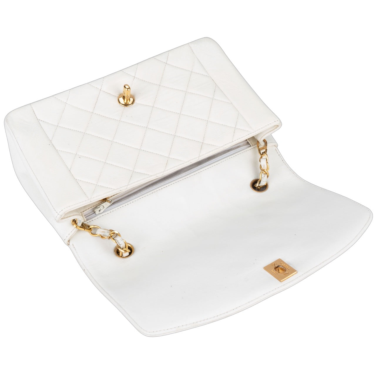 Chanel Quilted Lambskin 24K Gold Single Diana Crossbody Bag