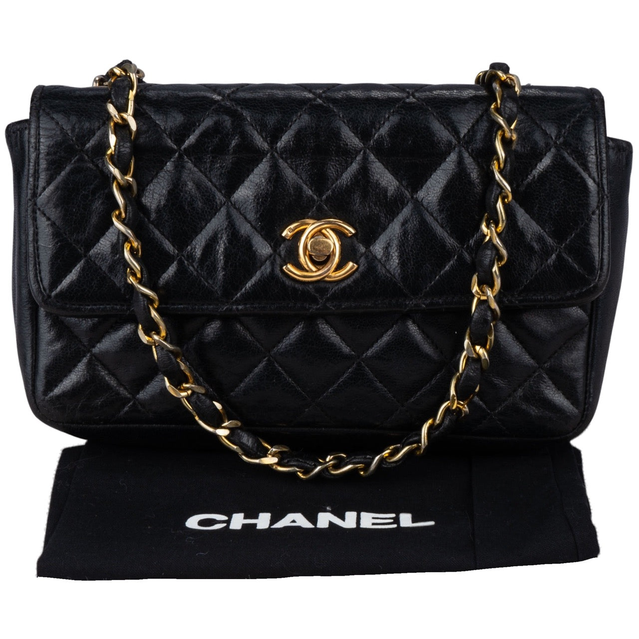 Chanel Quilted Lambskin 24K Gold Single Crossbody Flap Bag