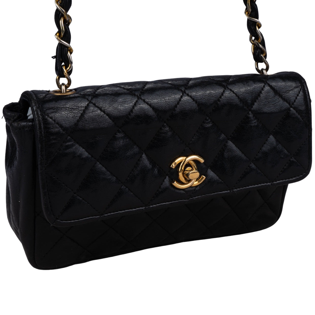 Chanel Quilted Lambskin 24K Gold Single Crossbody Flap Bag