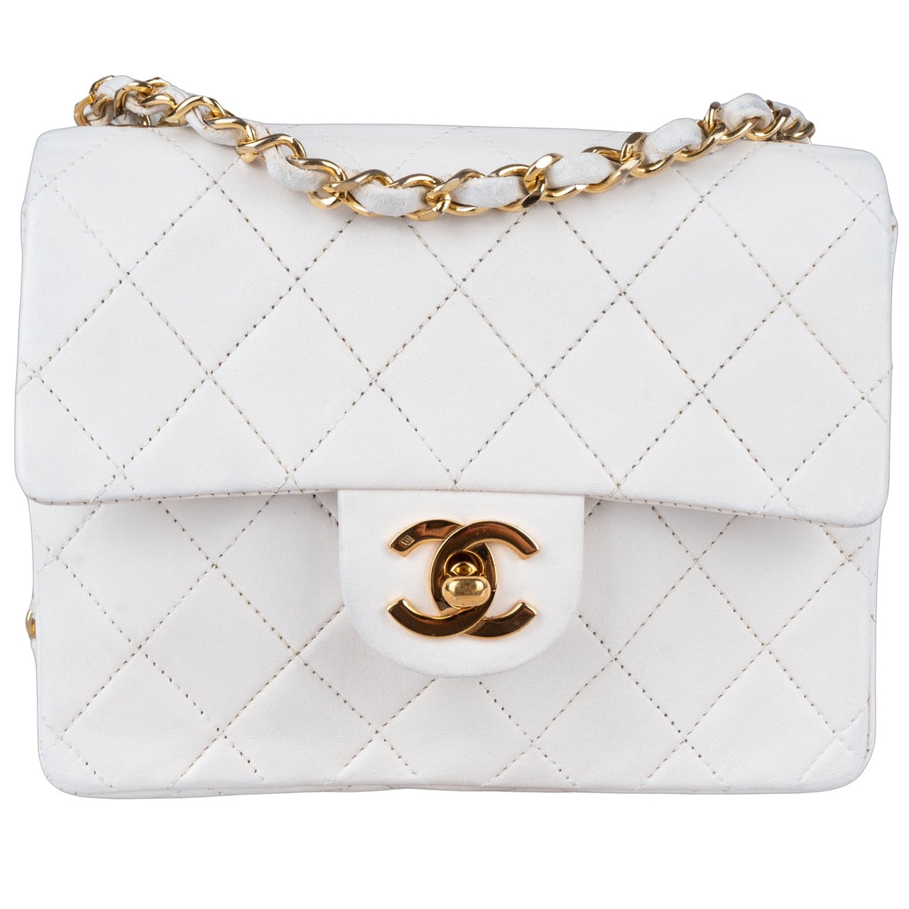 Chanel Quilted Lambskin 24K Gold Mini Single Flap Crossbody Bag