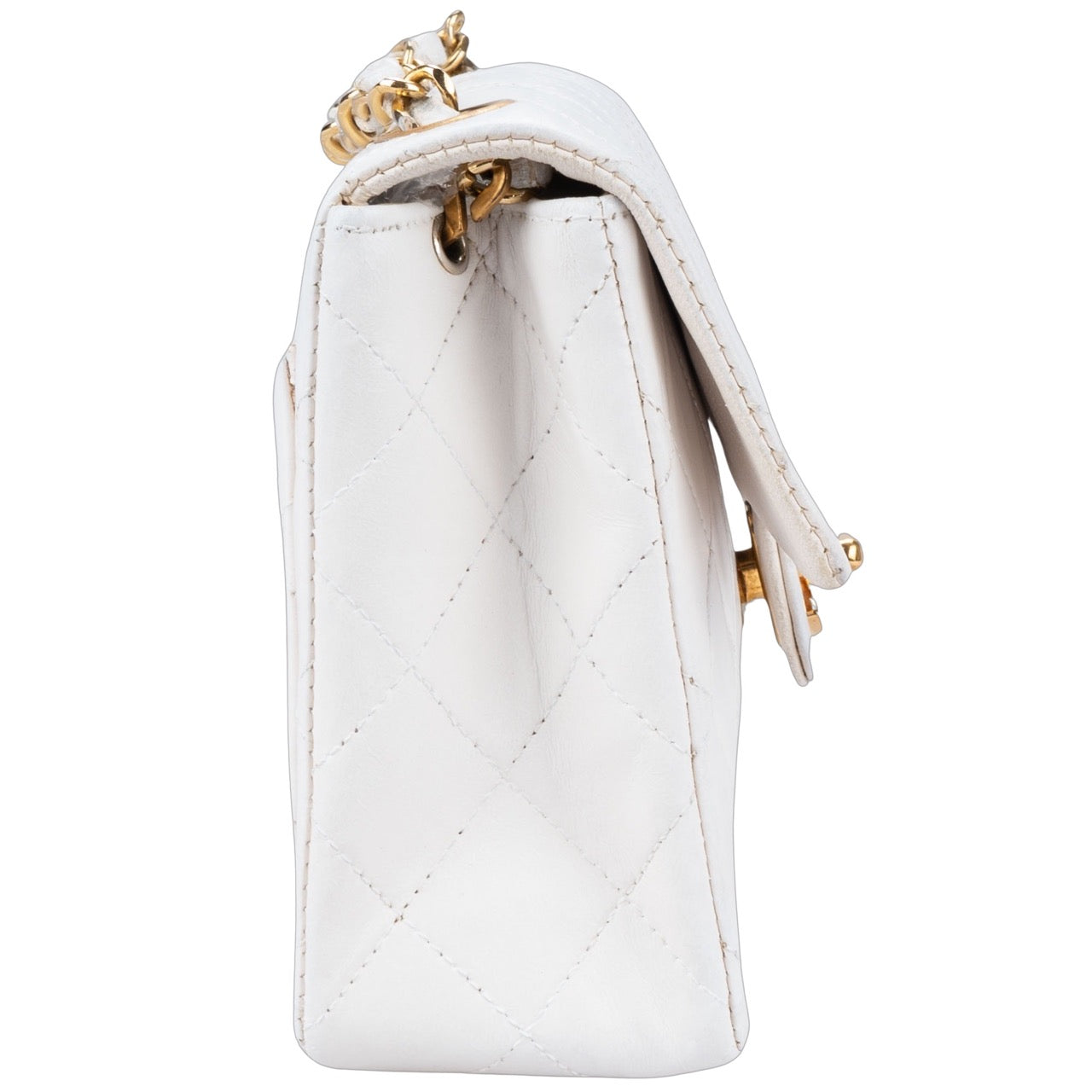 Chanel Quilted Lambskin 24K Gold Mini Single Flap Crossbody Bag