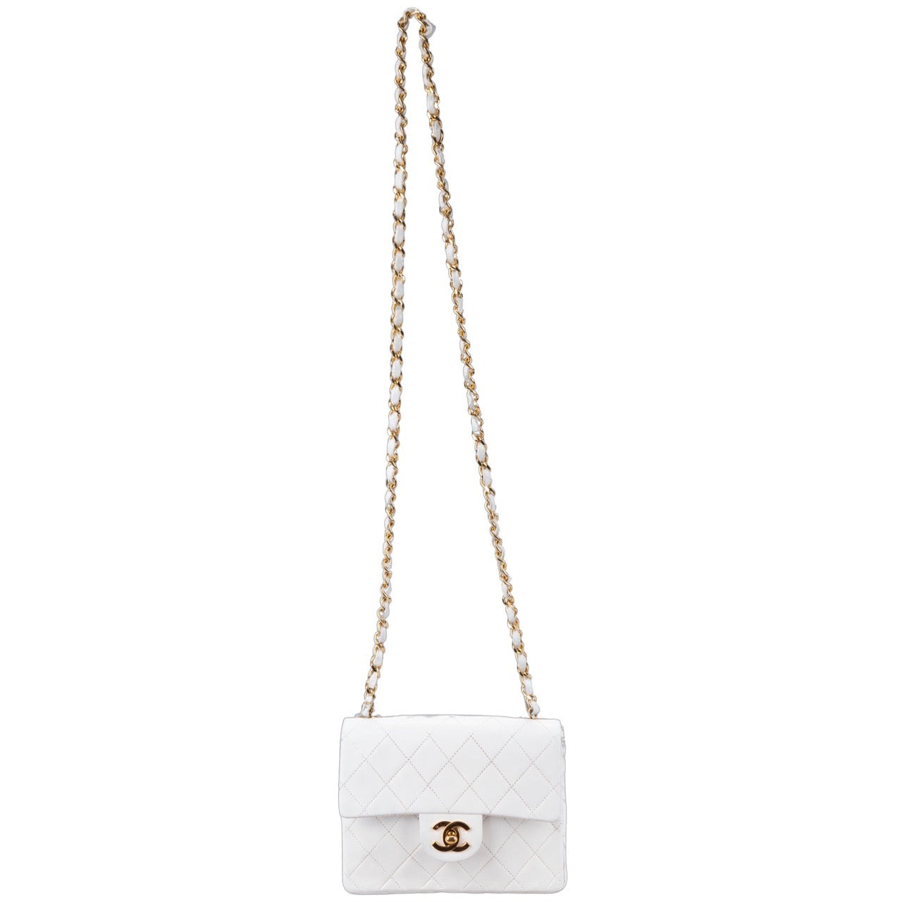 Chanel Quilted Lambskin 24K Gold Mini Single Flap Crossbody Bag
