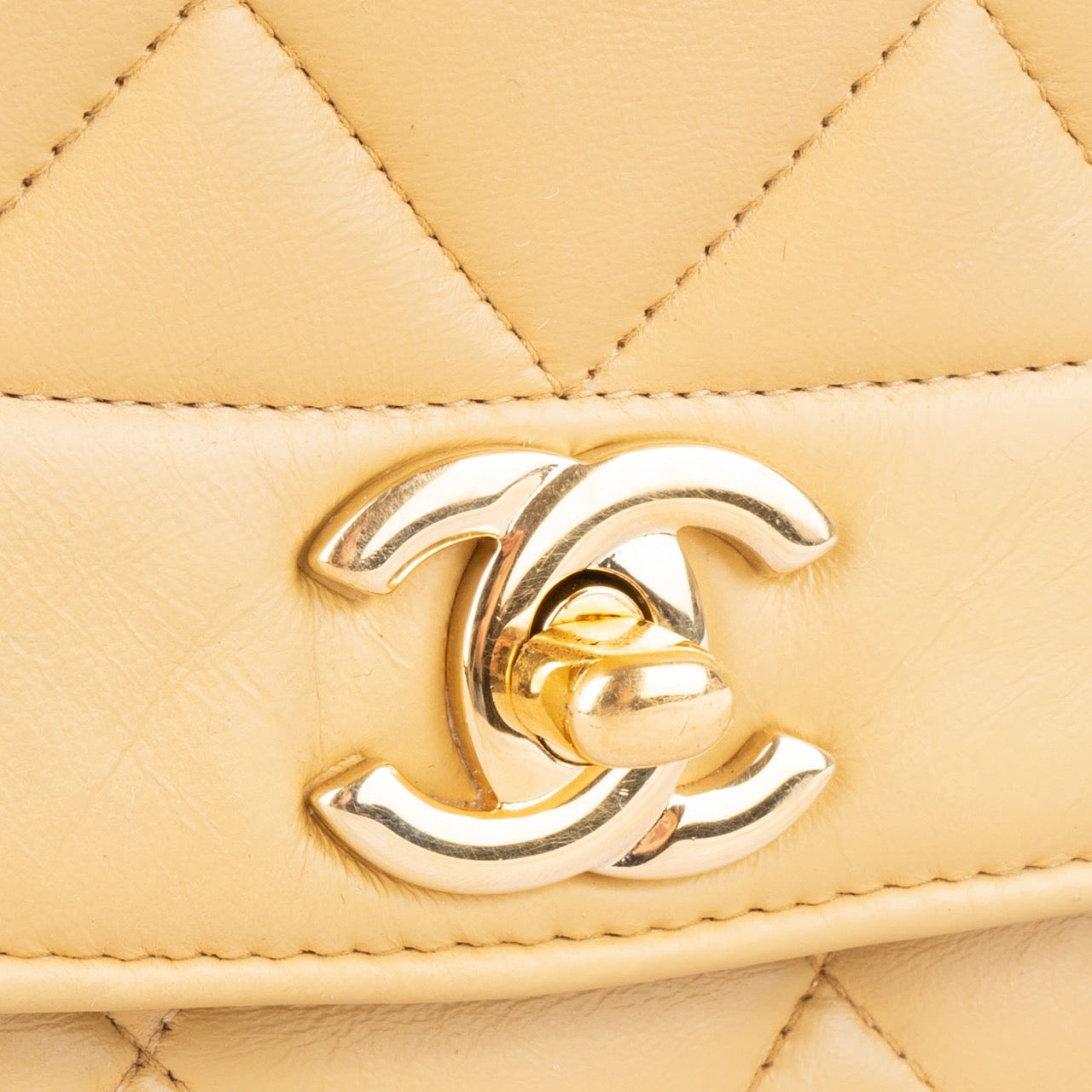 Chanel Quilted Lambskin 24K Gold Diana Single Flap Crossbody Bag