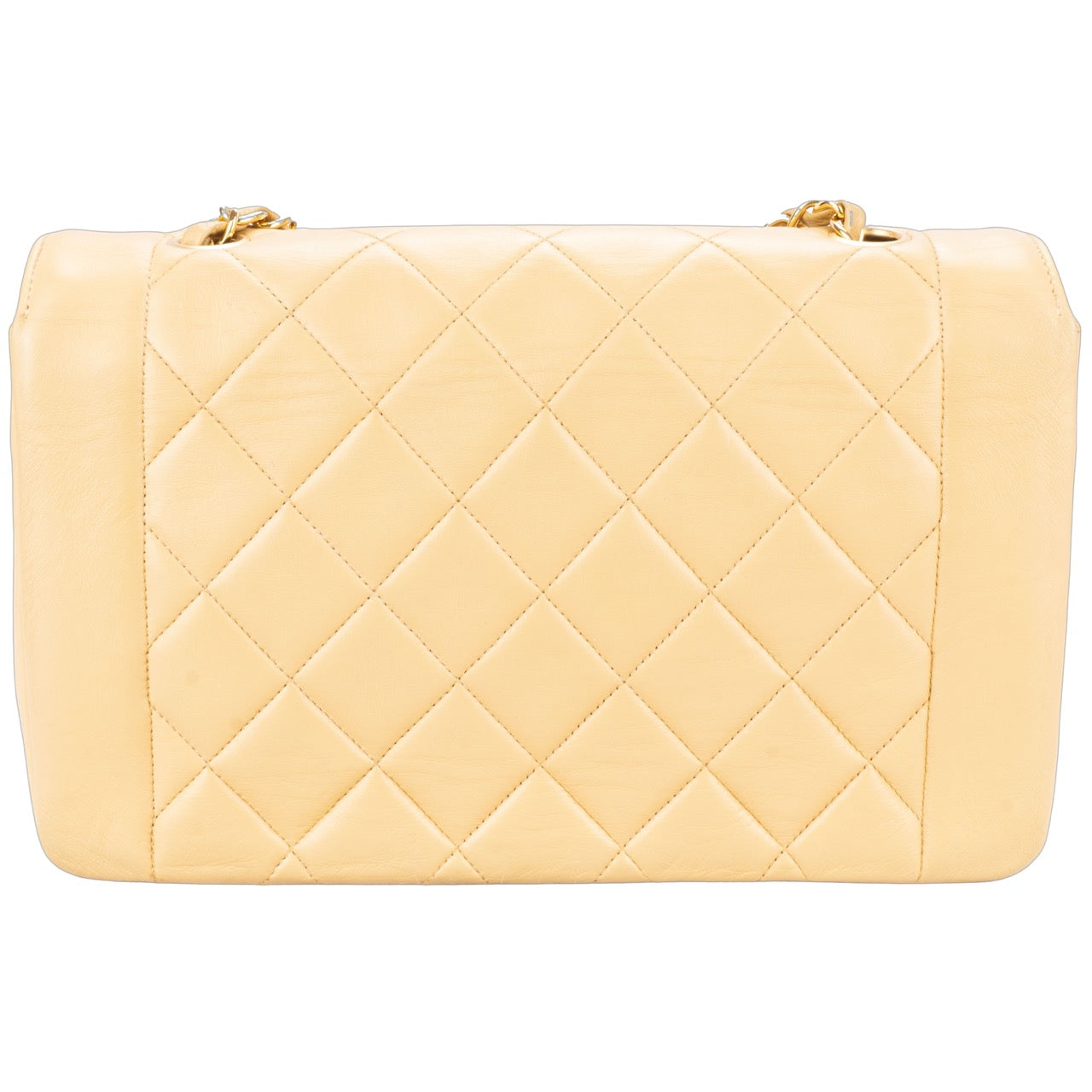 Chanel Quilted Lambskin 24K Gold Diana Single Flap Crossbody Bag