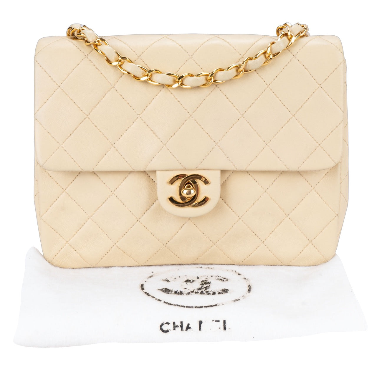 Chanel Quilted Lambskin 24K Gold Single Flap Crosbody Bag