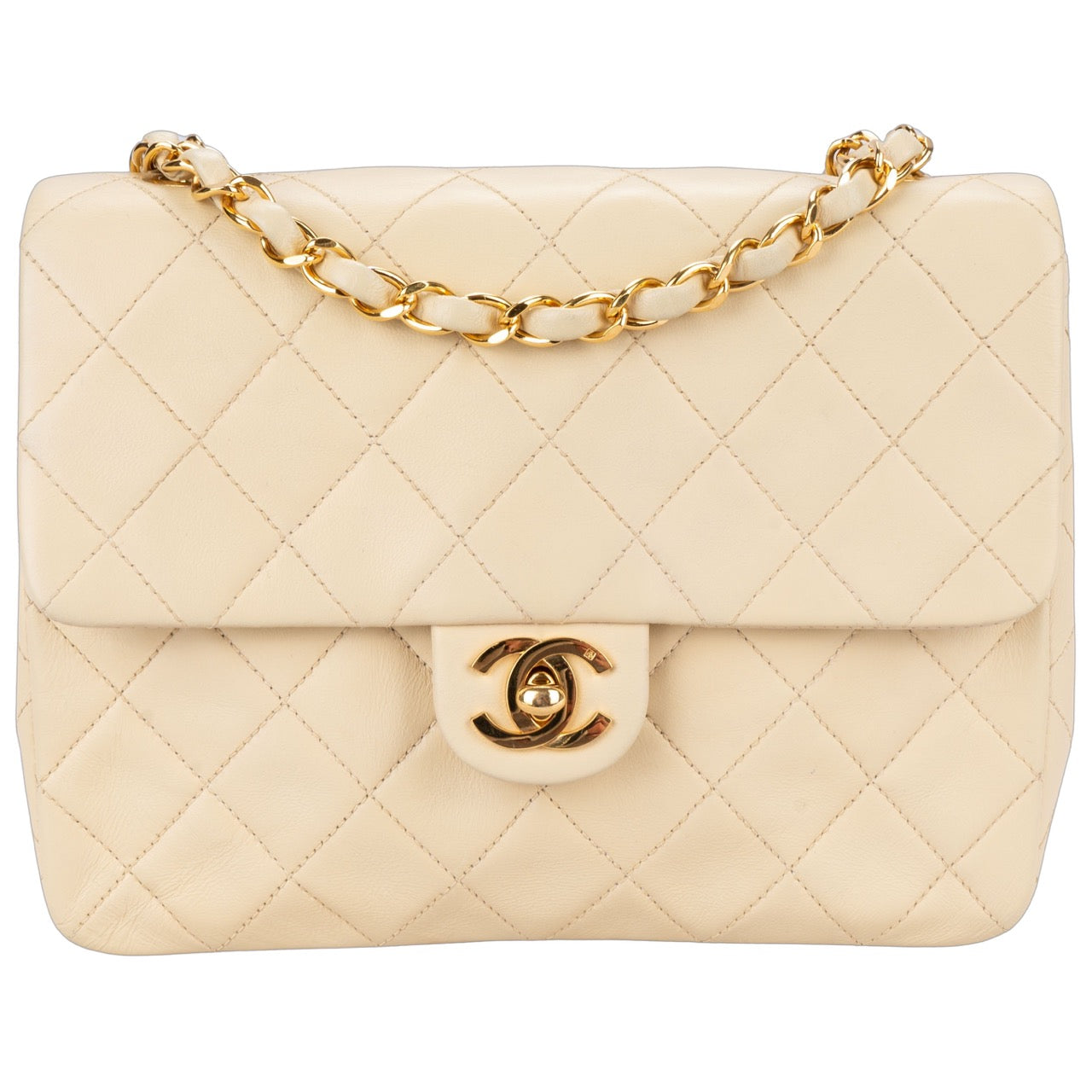 Chanel Quilted Lambskin 24K Gold Single Flap Crosbody Bag