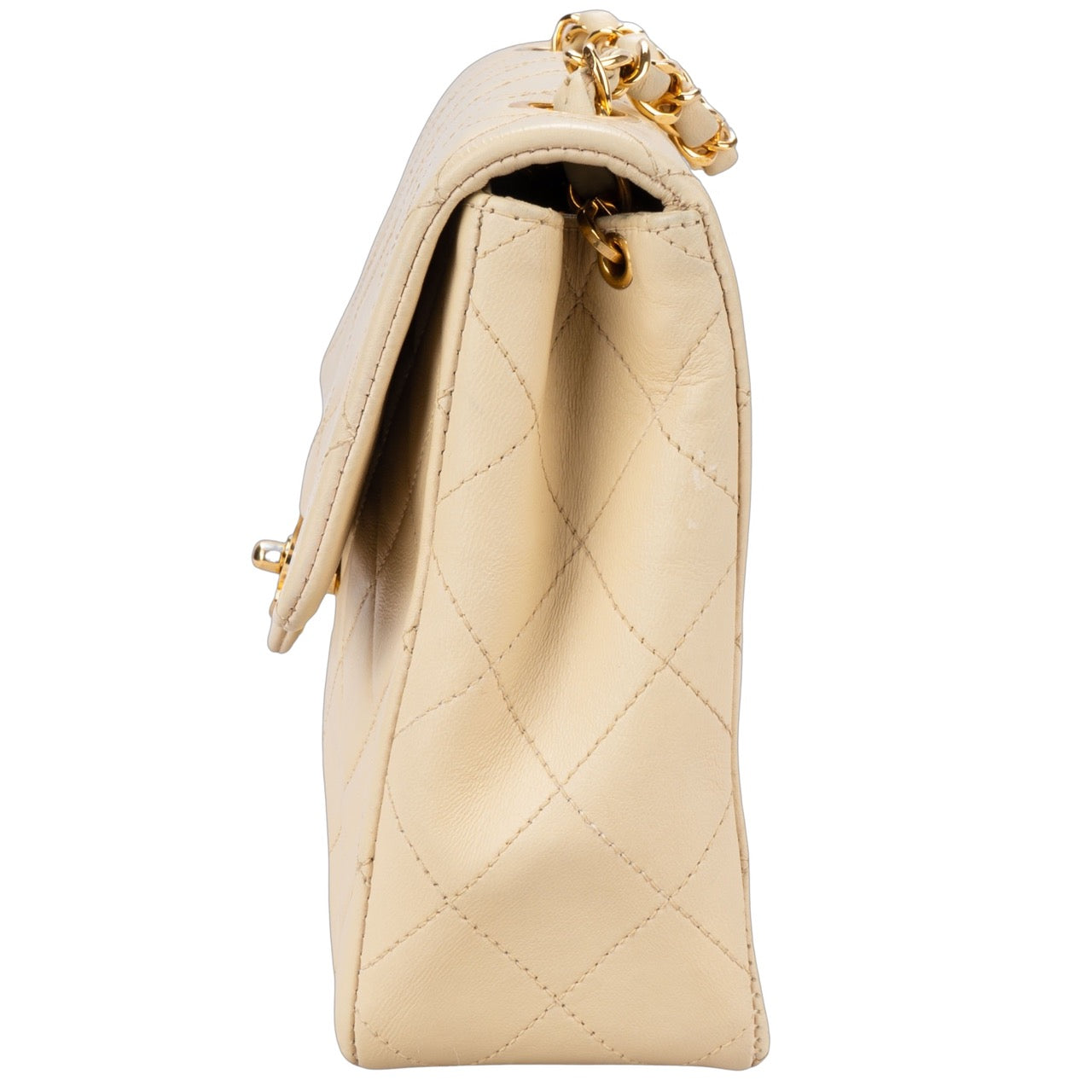 Chanel Quilted Lambskin 24K Gold Single Flap Crosbody Bag