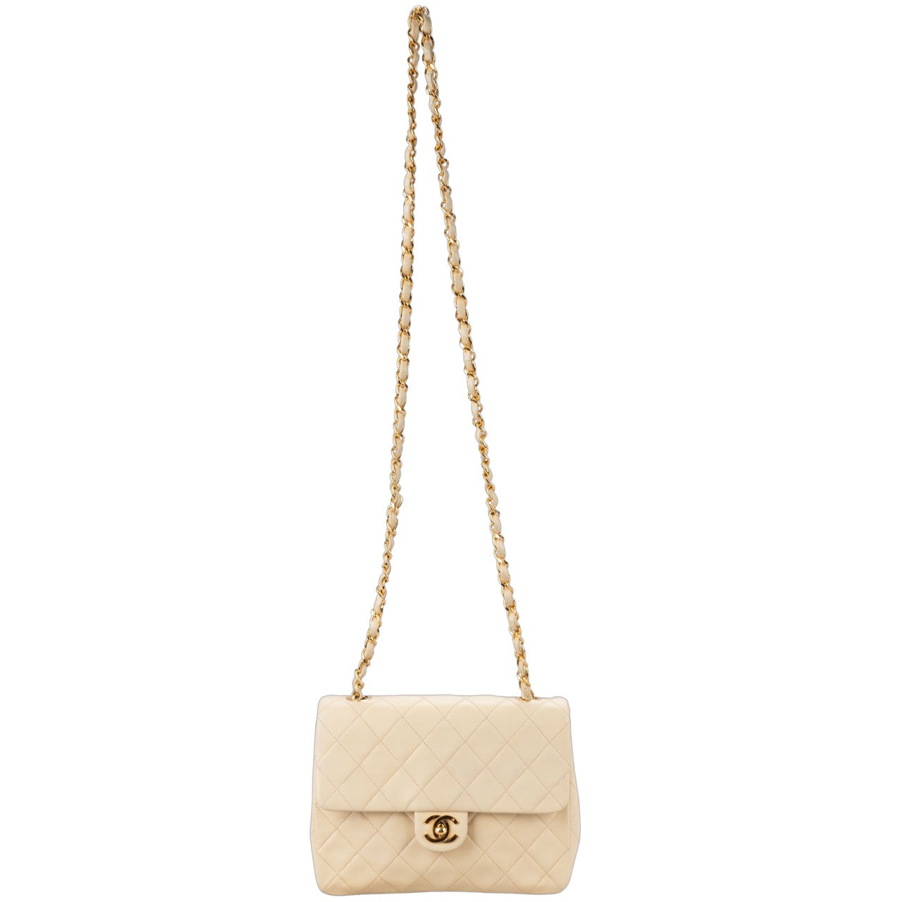 Chanel Quilted Lambskin 24K Gold Single Flap Crosbody Bag