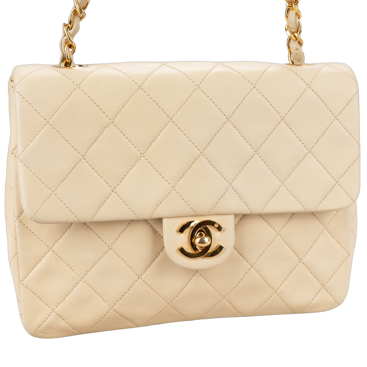 Chanel Quilted Lambskin 24K Gold Single Flap Crosbody Bag
