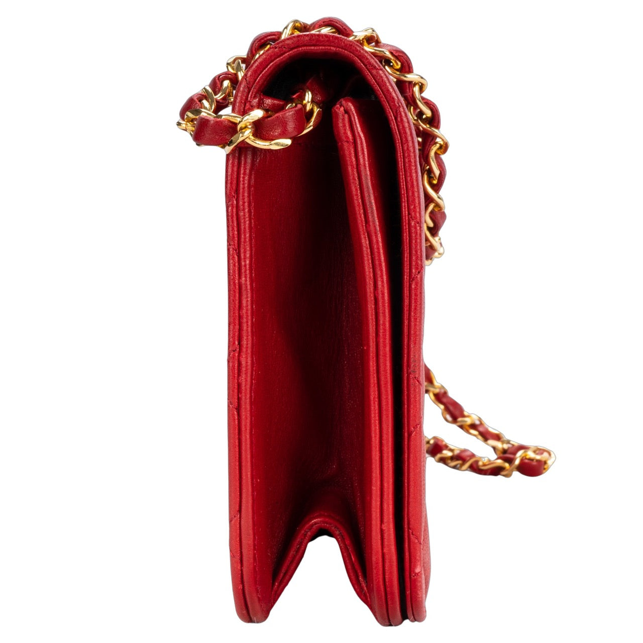 Chanel Red Quilted Lambskin 24K Gold Single Flap Bag