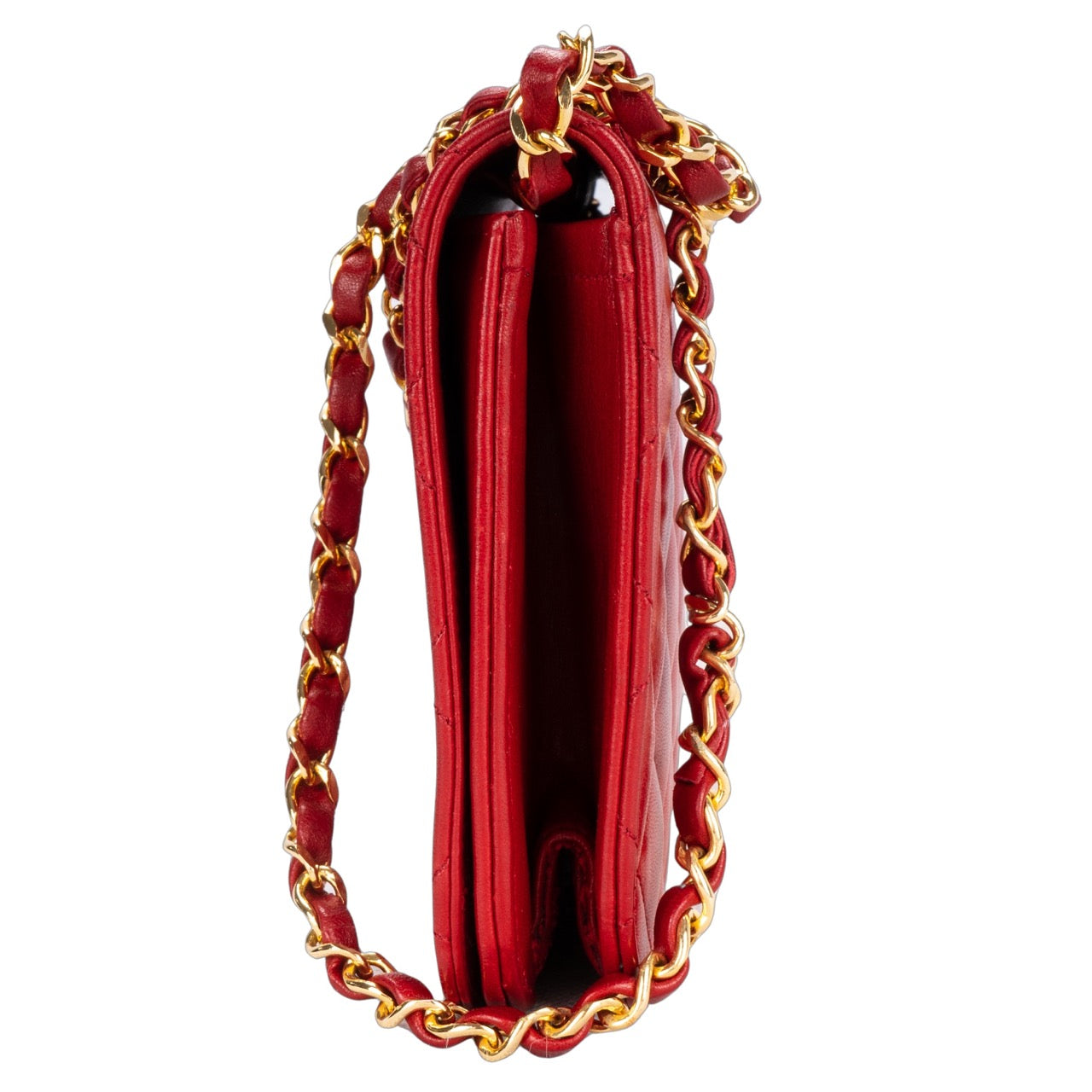 Chanel Red Quilted Lambskin 24K Gold Single Flap Bag