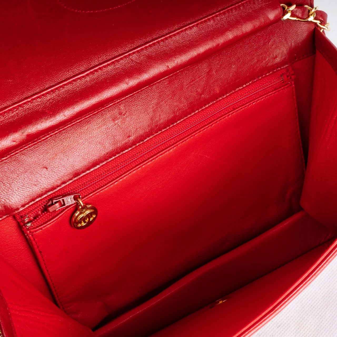 Chanel Red Quilted Lambskin 24K Gold Single Flap Bag