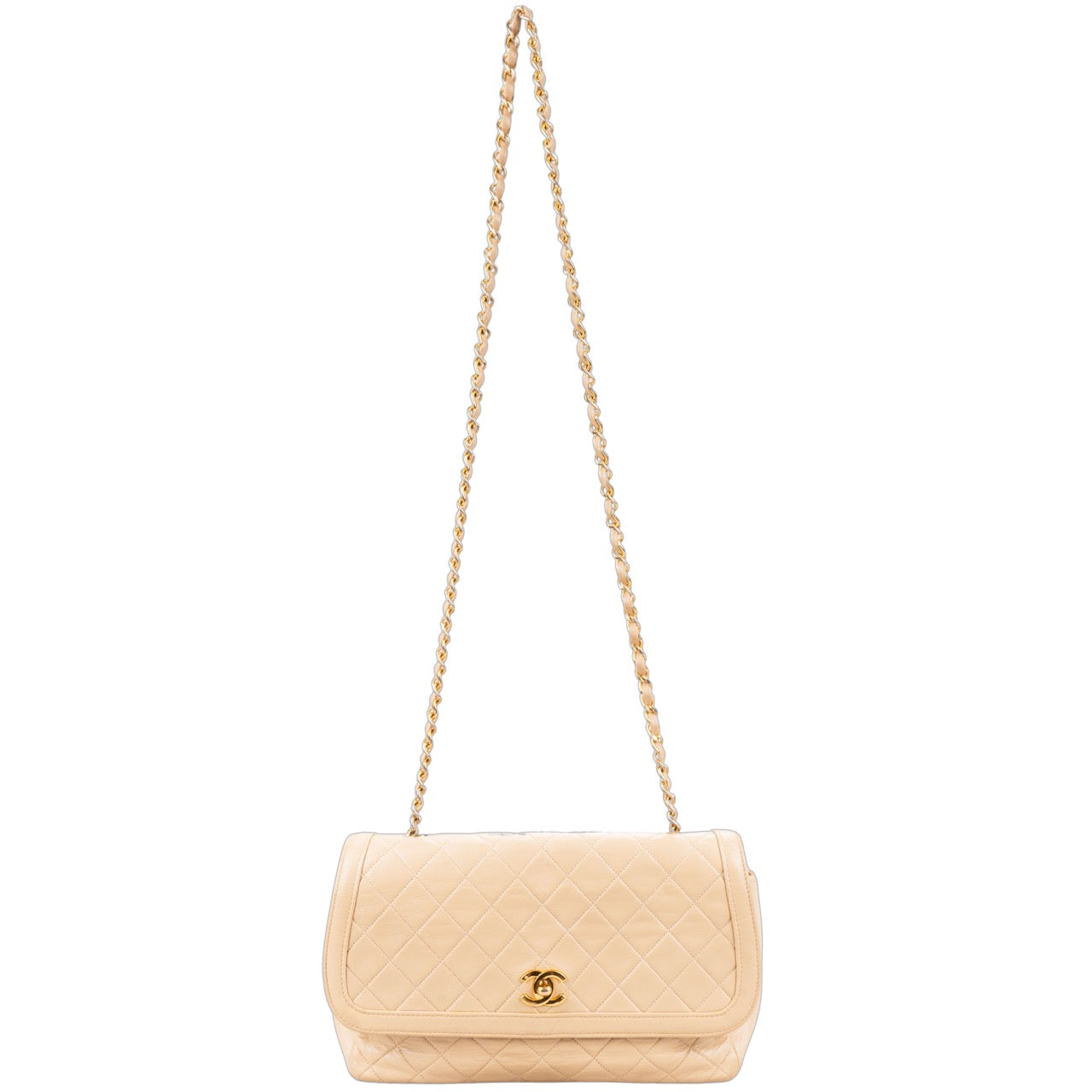 Chanel Quilted Lambskin 24K Gold Single Flap Crossbody Bag