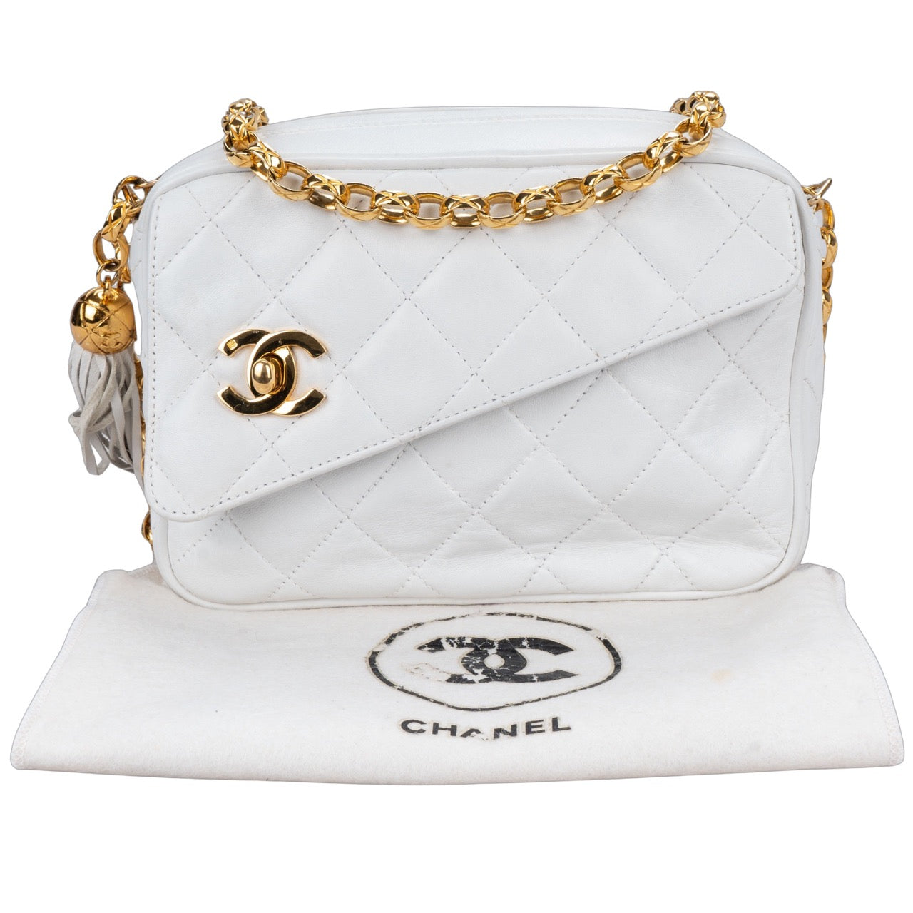 Chanel Quilted Lambskin 24K Gold Camera Crossbody Bag