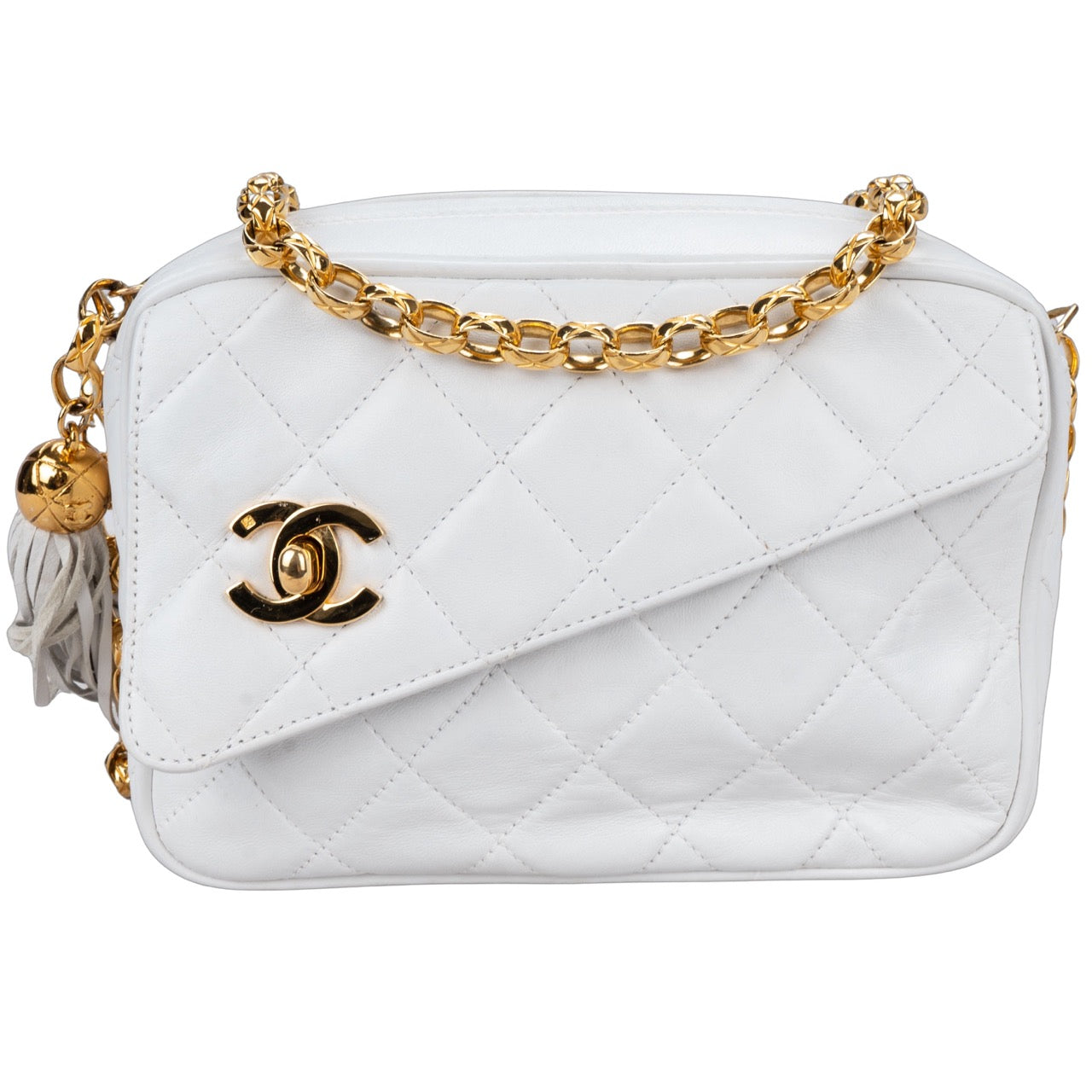 Chanel Quilted Lambskin 24K Gold Camera Crossbody Bag