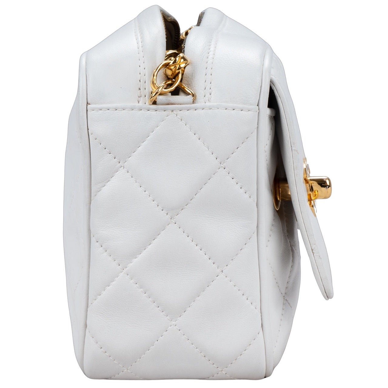 Chanel Quilted Lambskin 24K Gold Camera Crossbody Bag