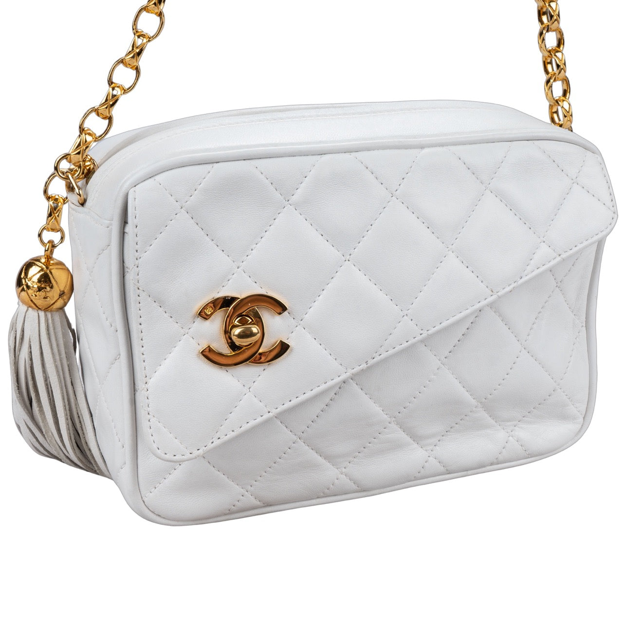 Chanel Quilted Lambskin 24K Gold Camera Crossbody Bag
