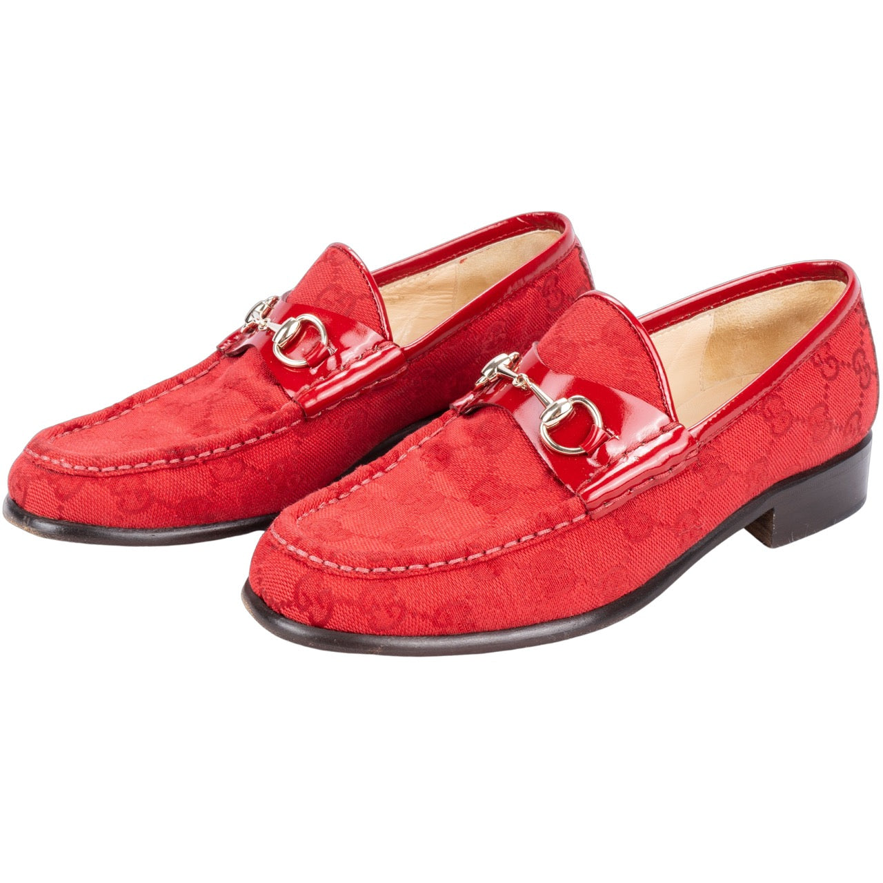 Gucci Red GG Monogram Horsebite Loafer (36)