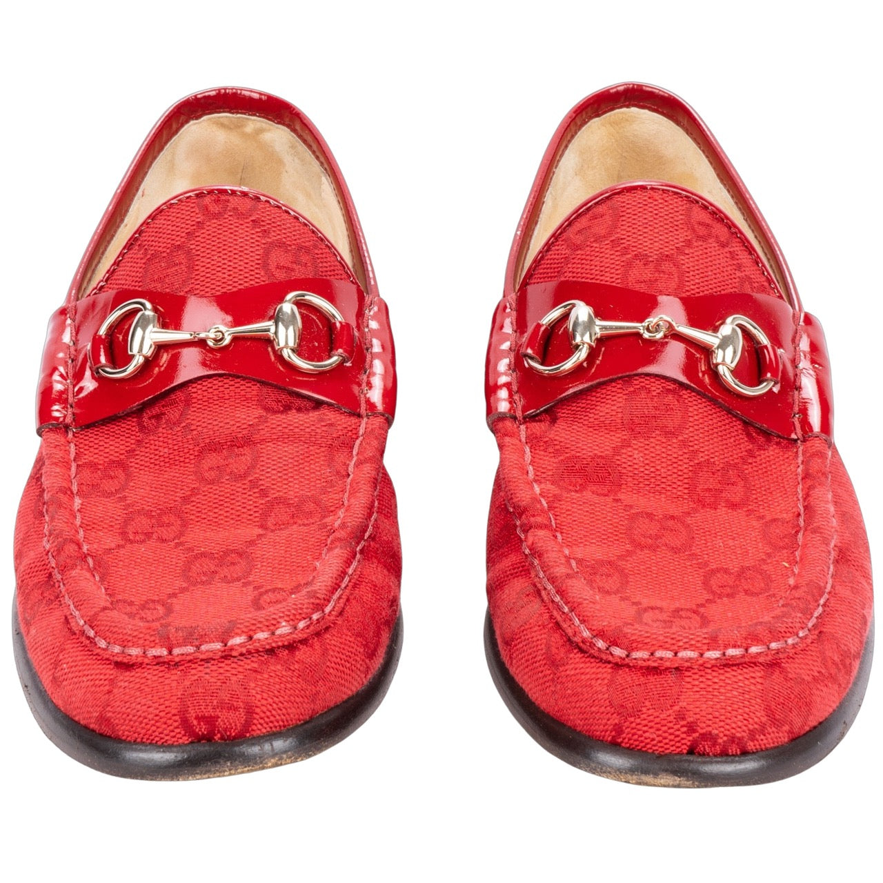 Gucci Red GG Monogram Horsebite Loafer (36)
