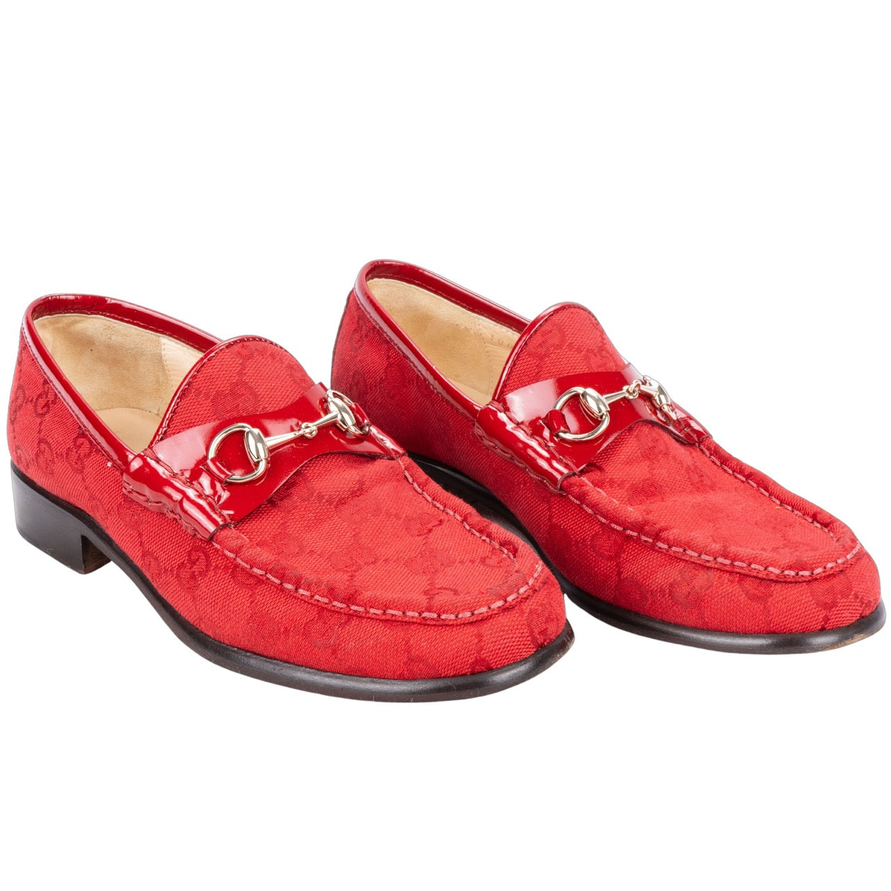 Gucci Red GG Monogram Horsebite Loafer (36)