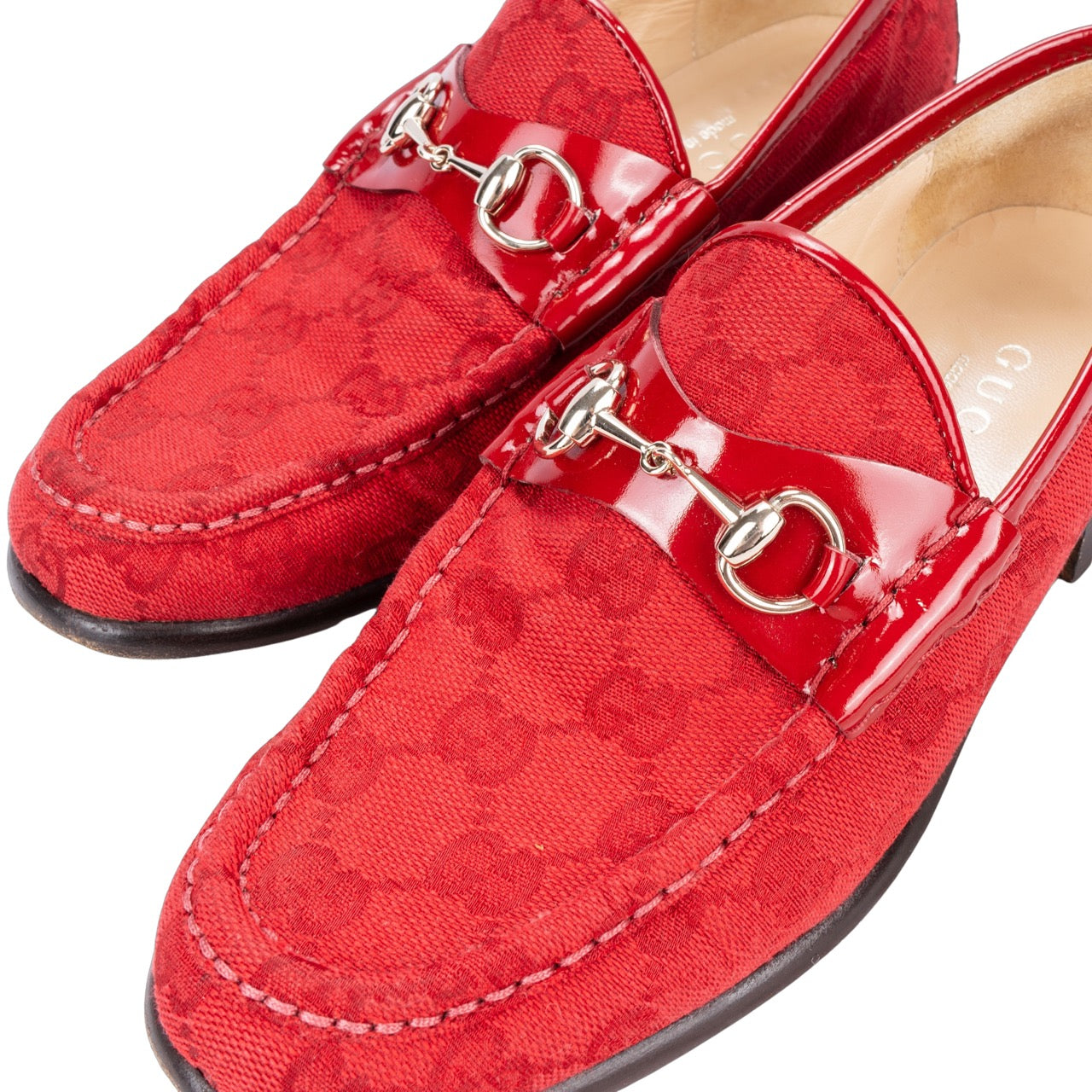 Gucci Red GG Monogram Horsebite Loafer (36)