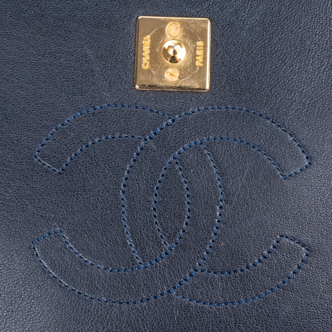 Chanel Quilted Navy Lambskin 24K Gold Single Flap Bag