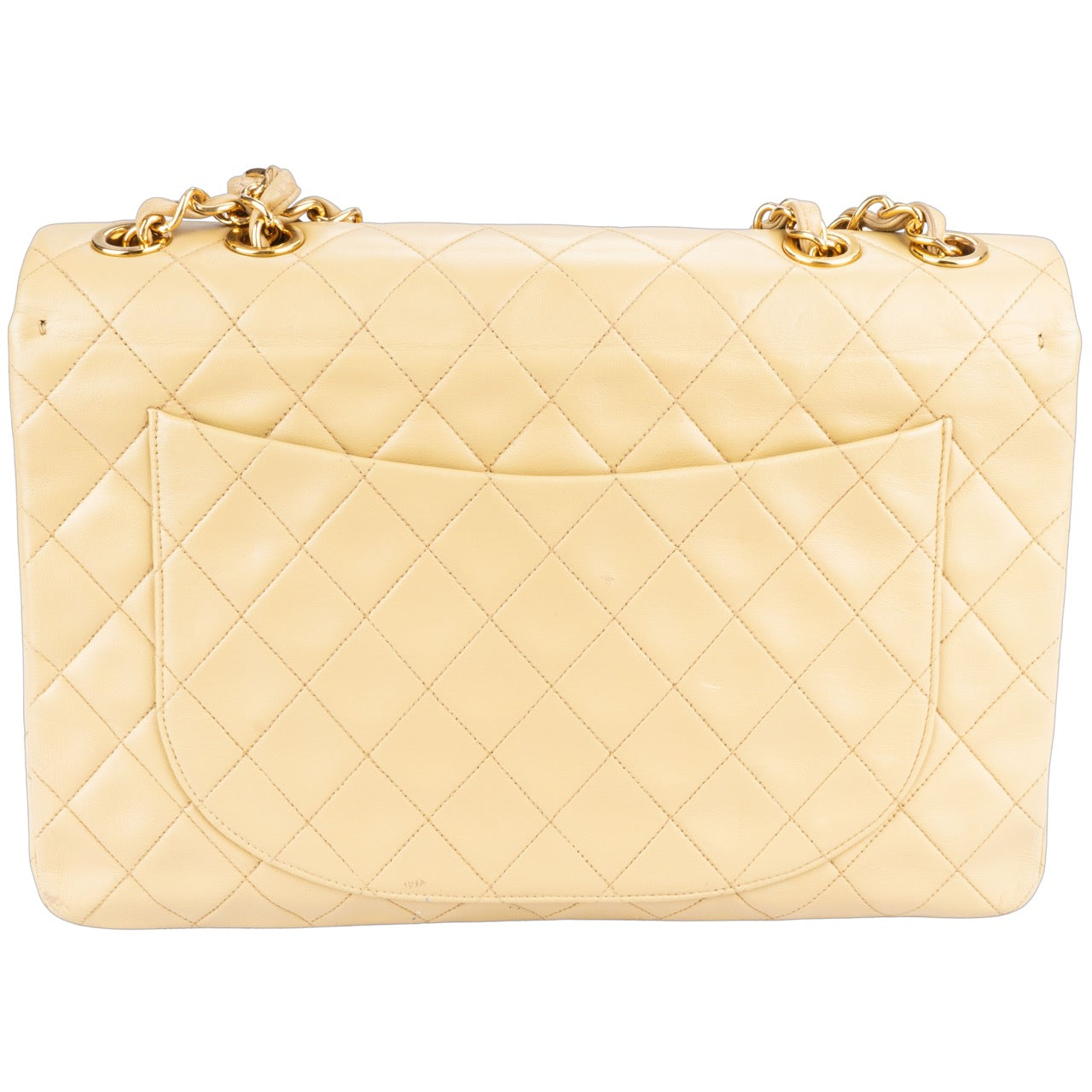 Chanel Quilted Lambskin 24K Gold Jumbo Crossbody Flap Bag