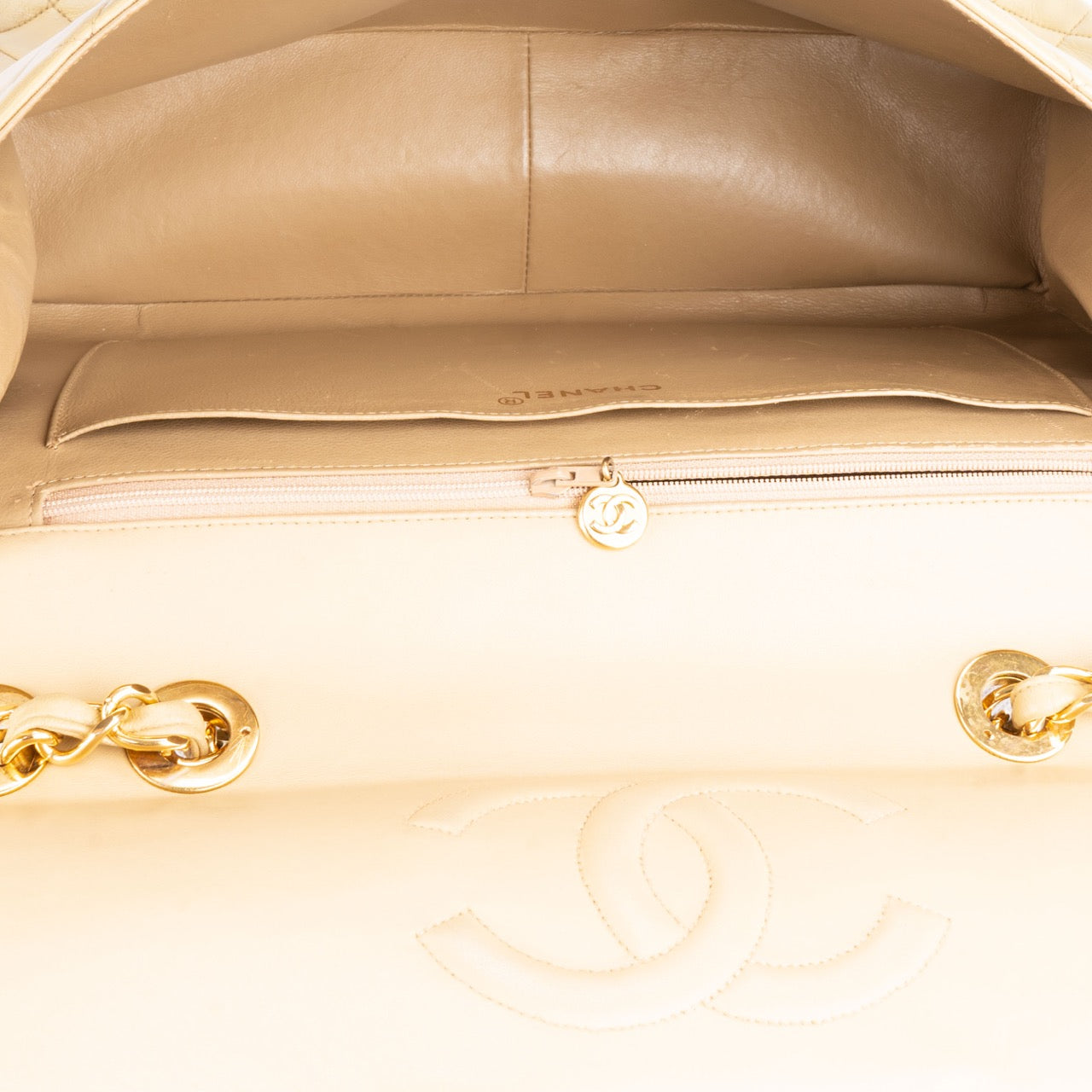 Chanel Quilted Lambskin 24K Gold Jumbo Crossbody Flap Bag