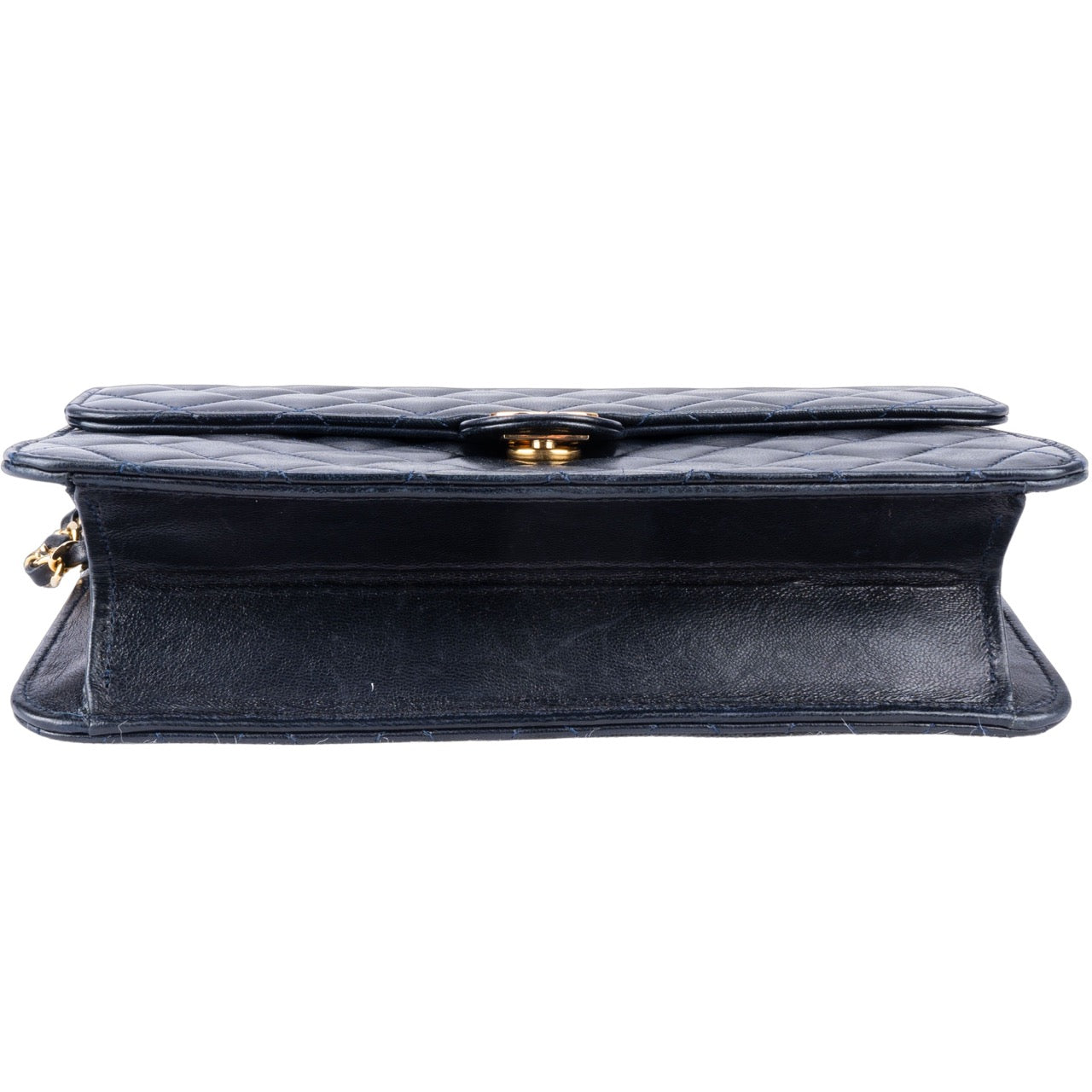 Chanel Navy Quilted Lambskin 24K Gold Single Flap Bag