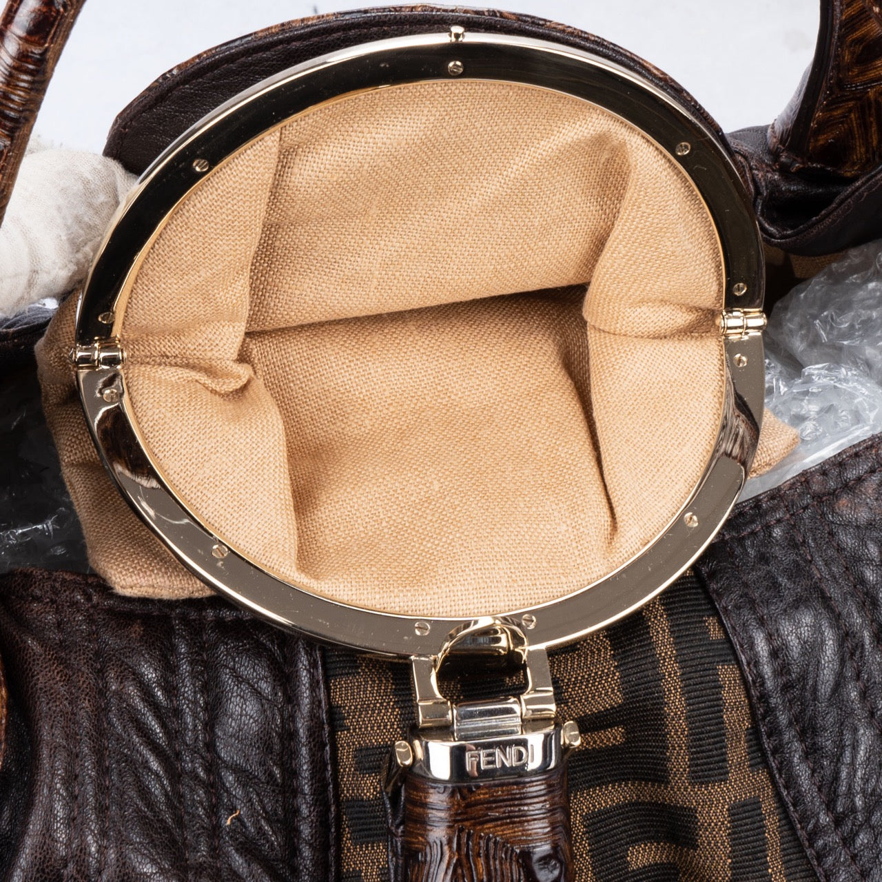 Fendi FF Monogram Turtle Spy Handbag