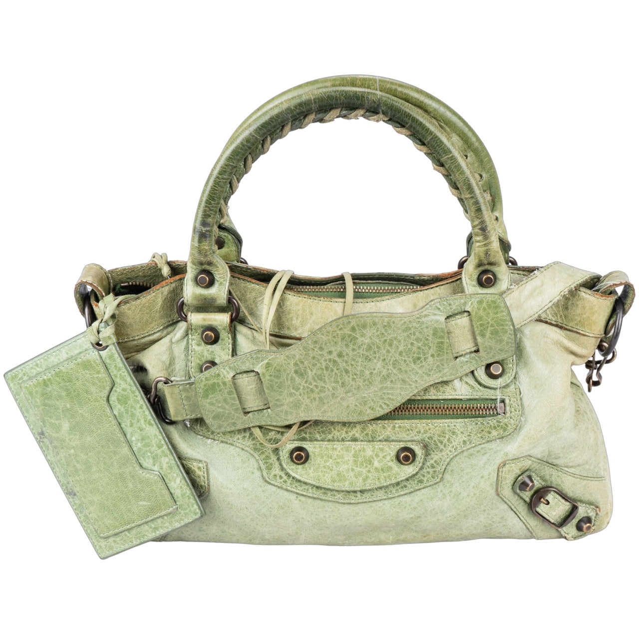 Balenciaga Green Leather City Bag