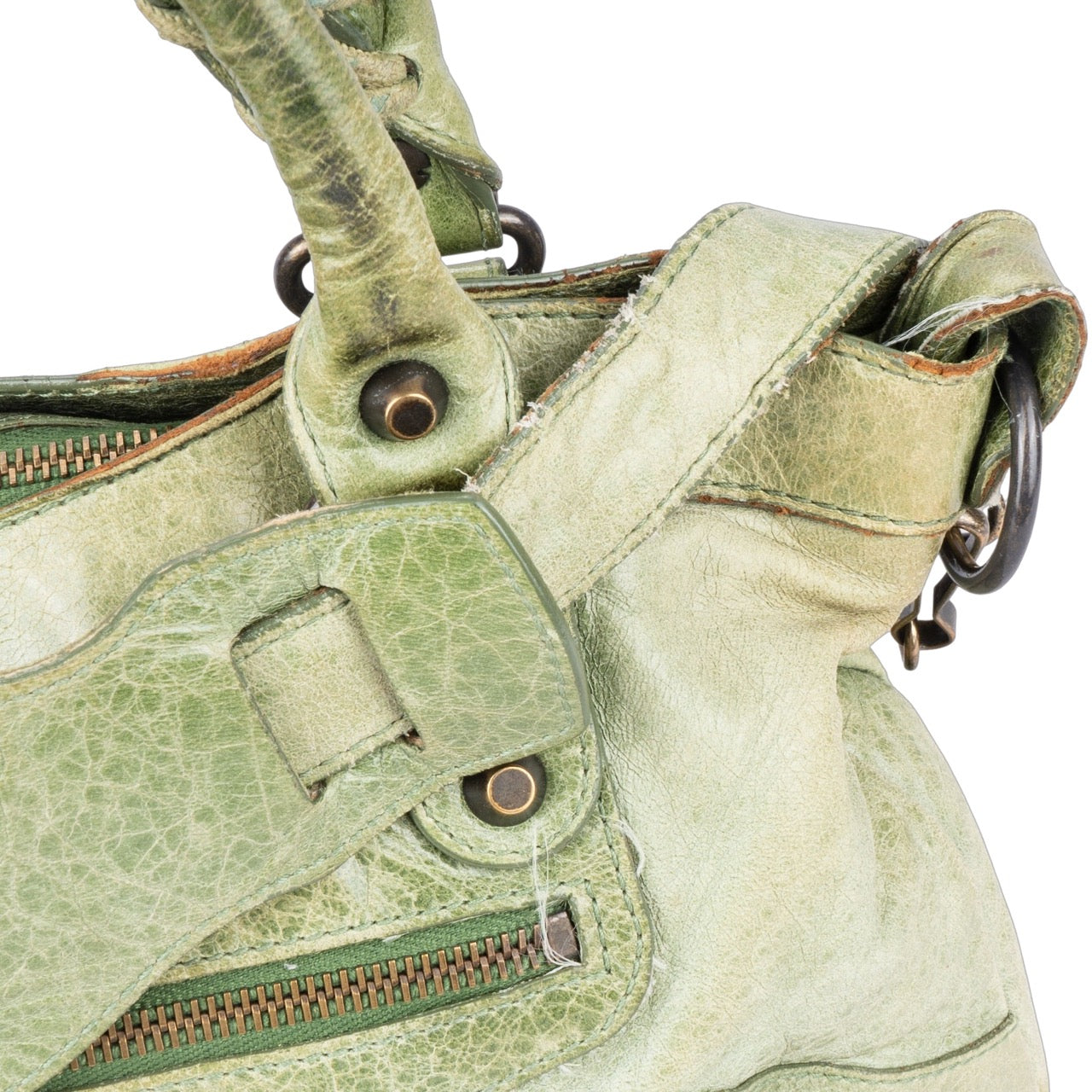 Balenciaga Green Leather City Bag