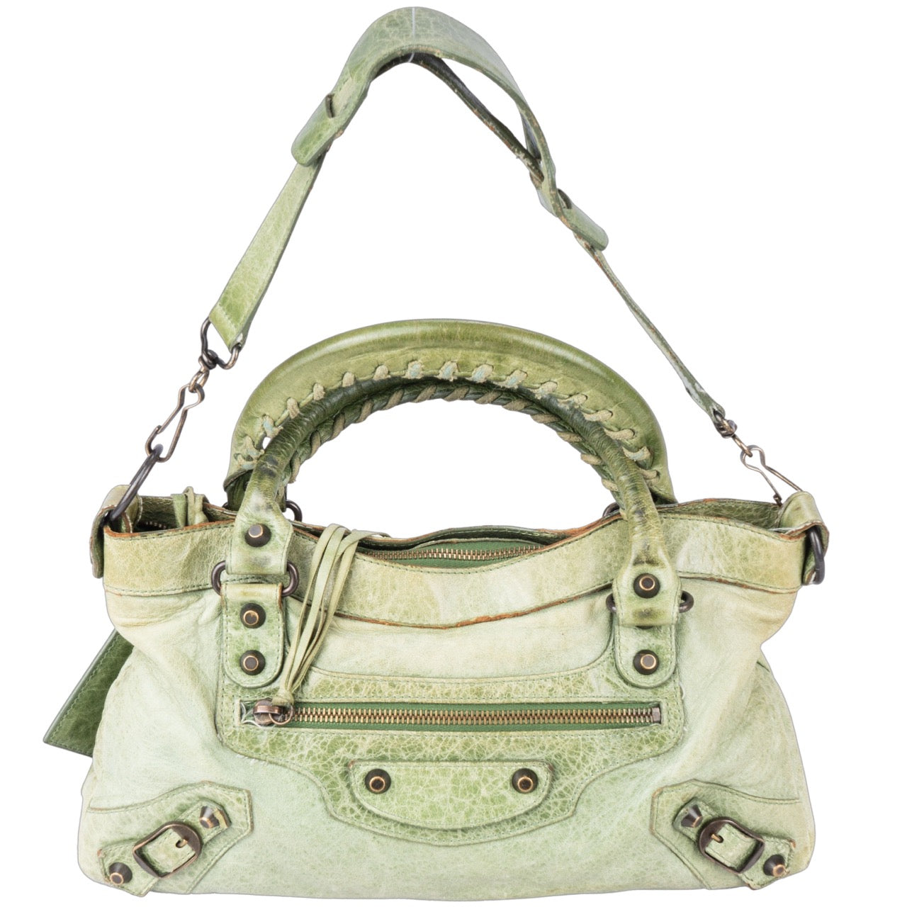 Balenciaga Green Leather City Bag
