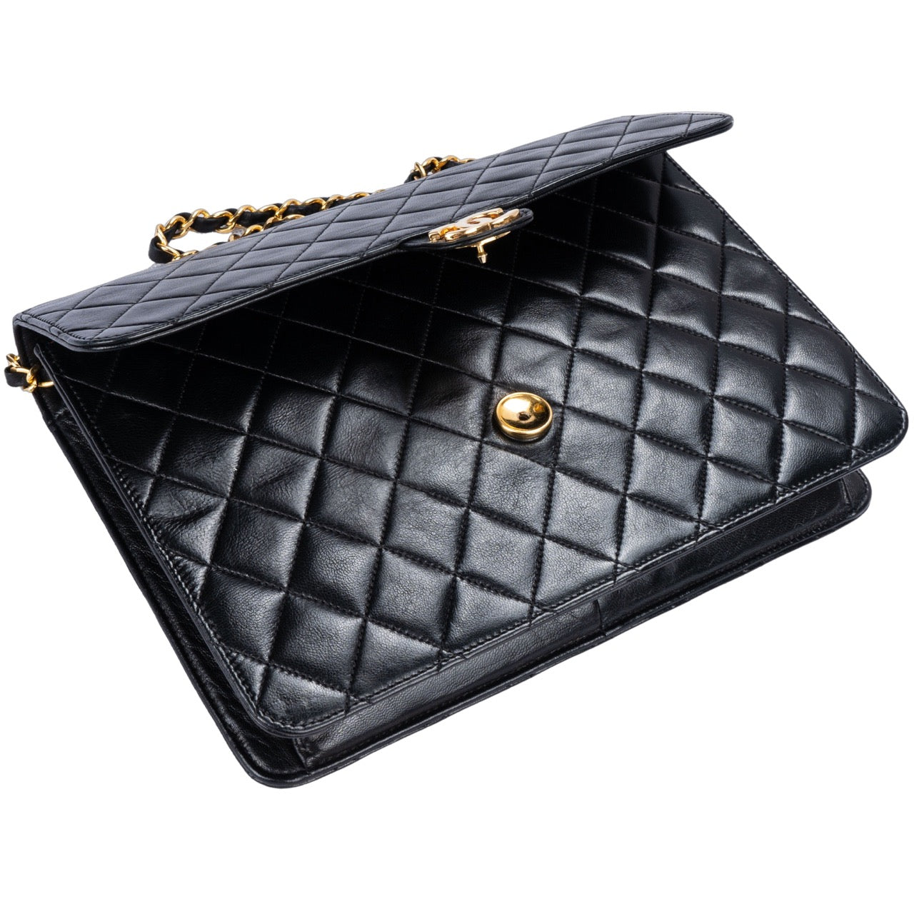 Chanel Quilted Lambskin 24K Gold Single Flap Bag