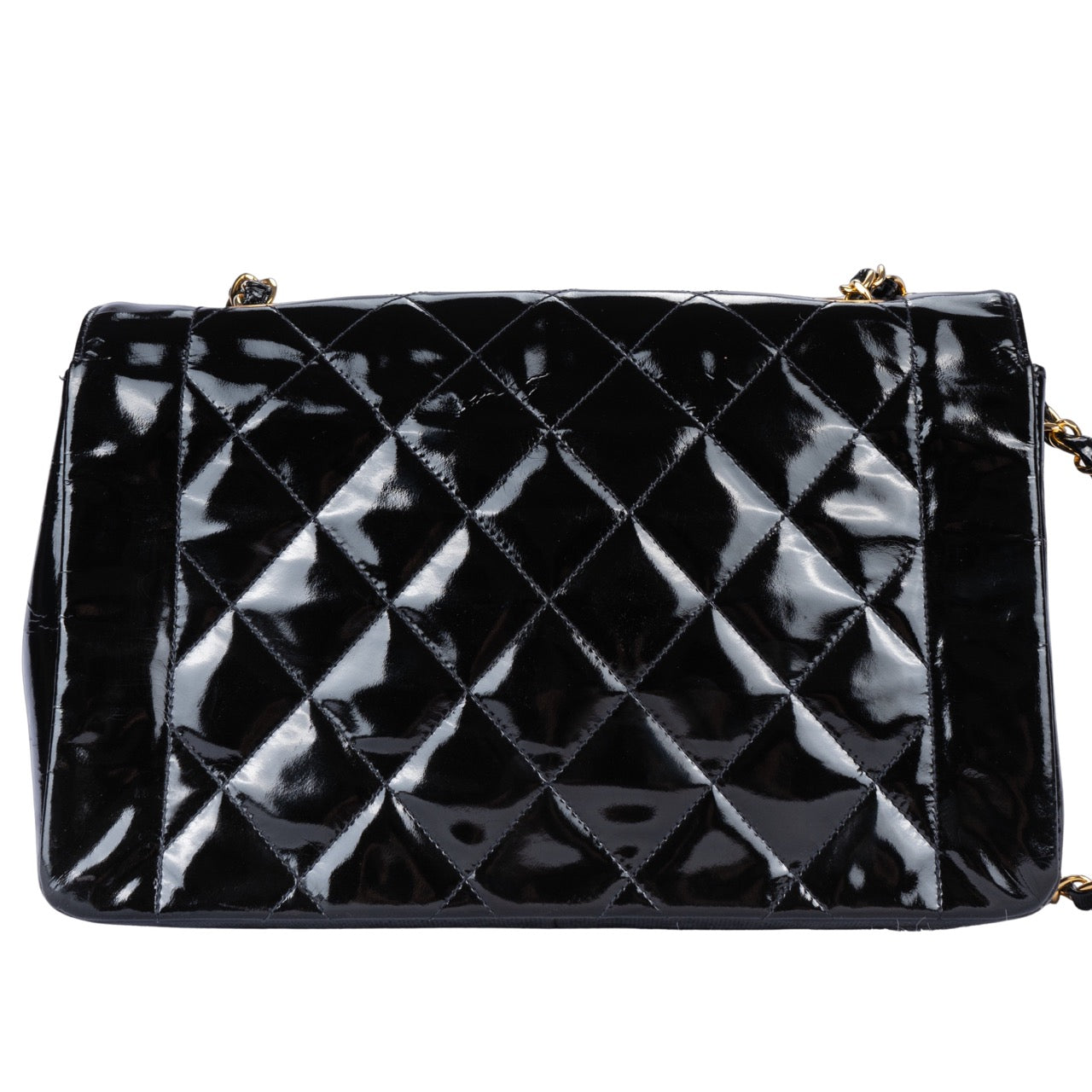 Chanel Patent Leather 24K Single Flap Diana Crossbody Bag