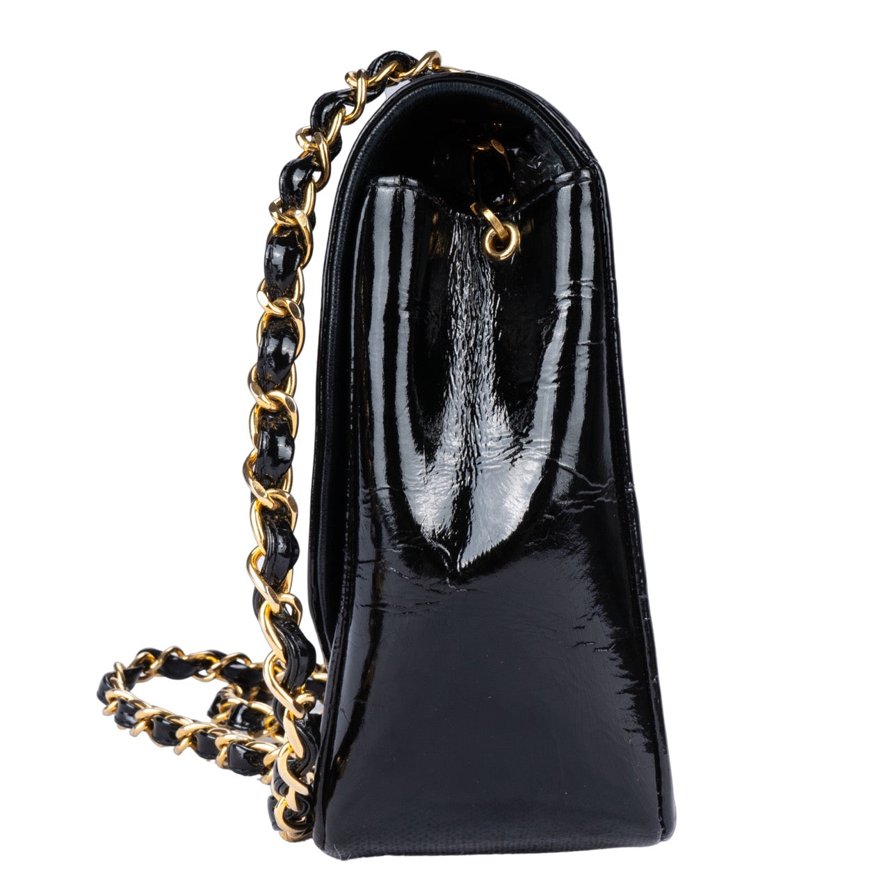 Chanel Patent Leather 24K Single Flap Diana Crossbody Bag