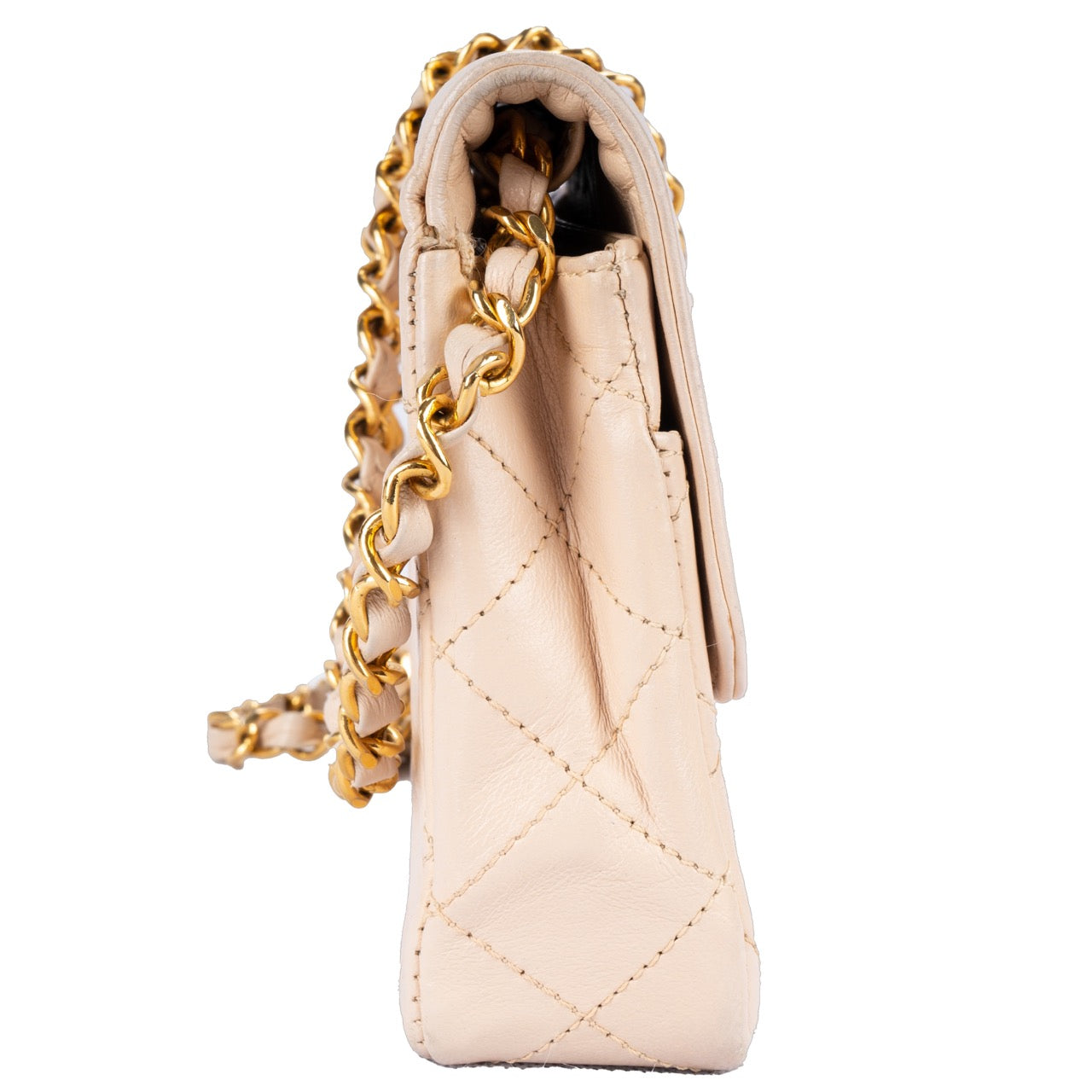 Chanel Quilted Lambskin Bicolor Crossbody Bag beige