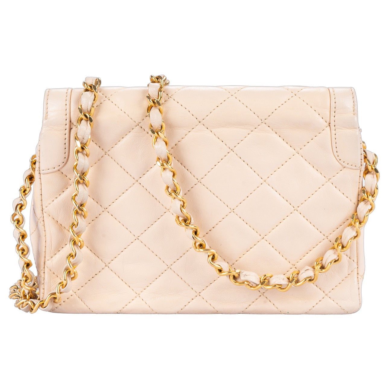 Chanel Quilted Lambskin Bicolor Crossbody Bag beige